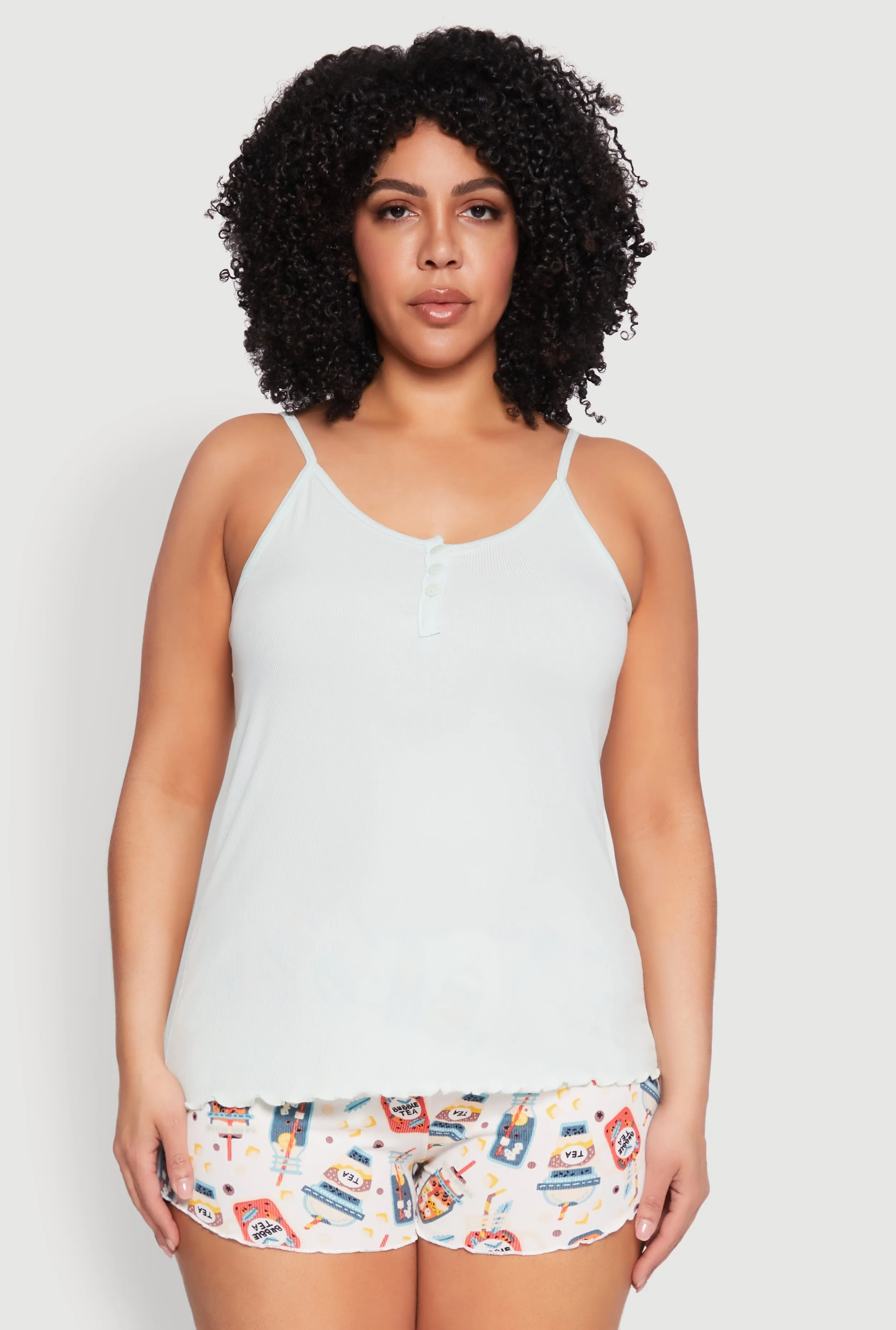 Plus Size Pajama Cami and Shorts 3 Piece Set sold by Rainbow product image thumbnail 2