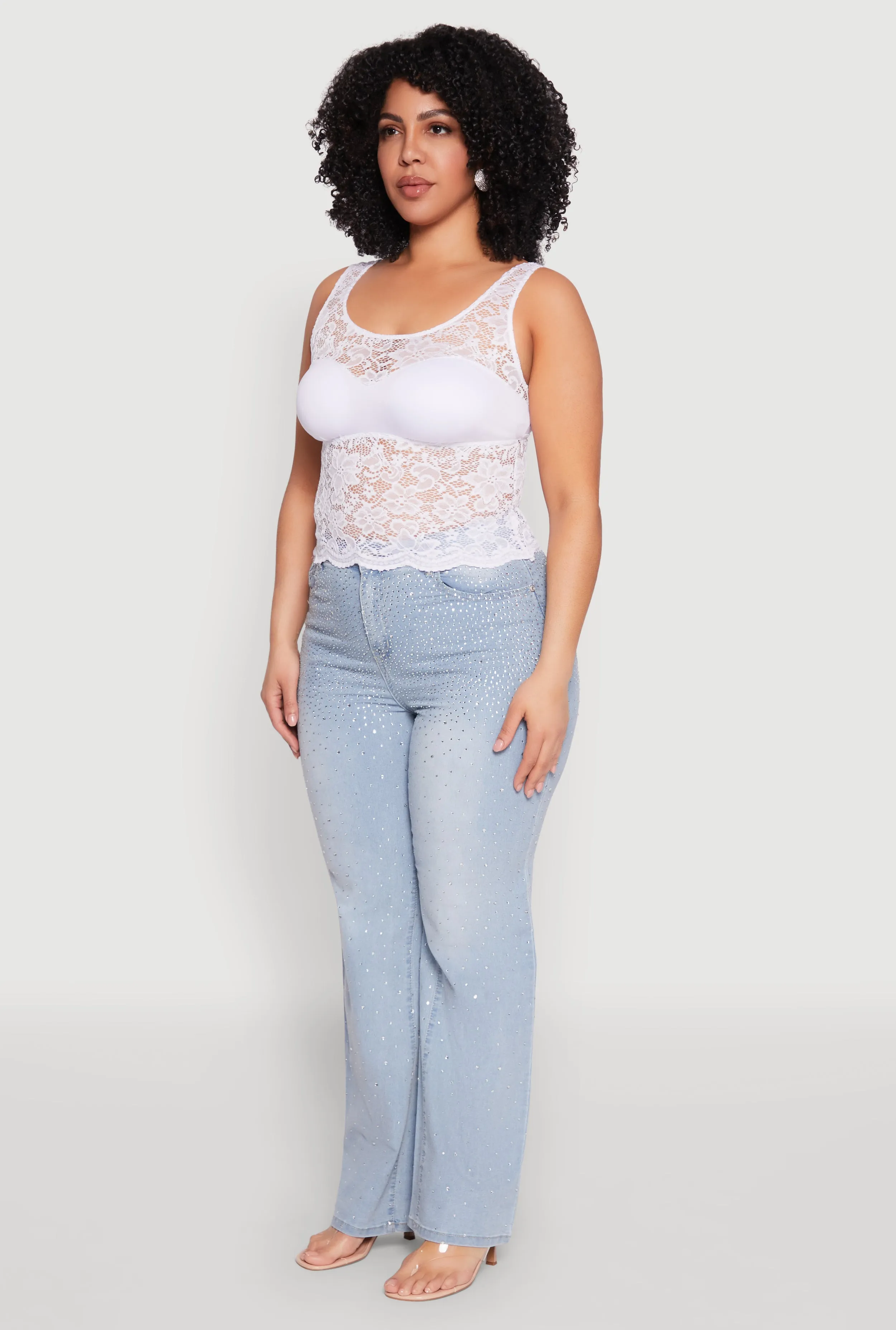 Plus Size Floral Lace Scoop Neck Tank Top sold by Rainbow product image thumbnail 5