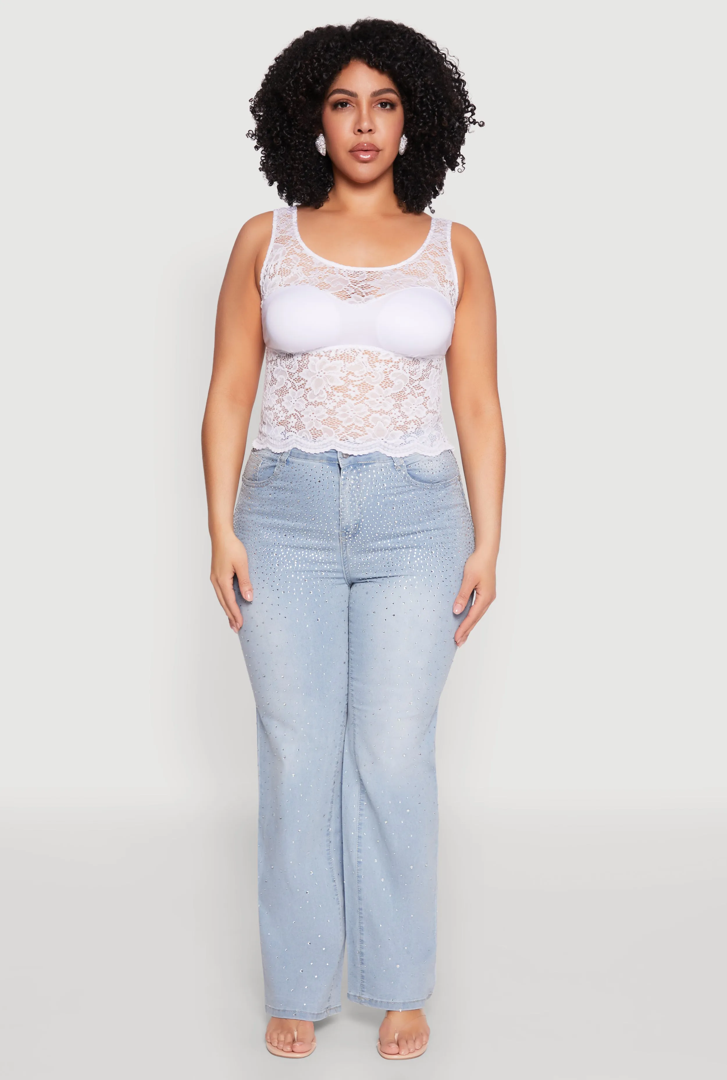 Plus Size Floral Lace Scoop Neck Tank Top sold by Rainbow product image thumbnail 3