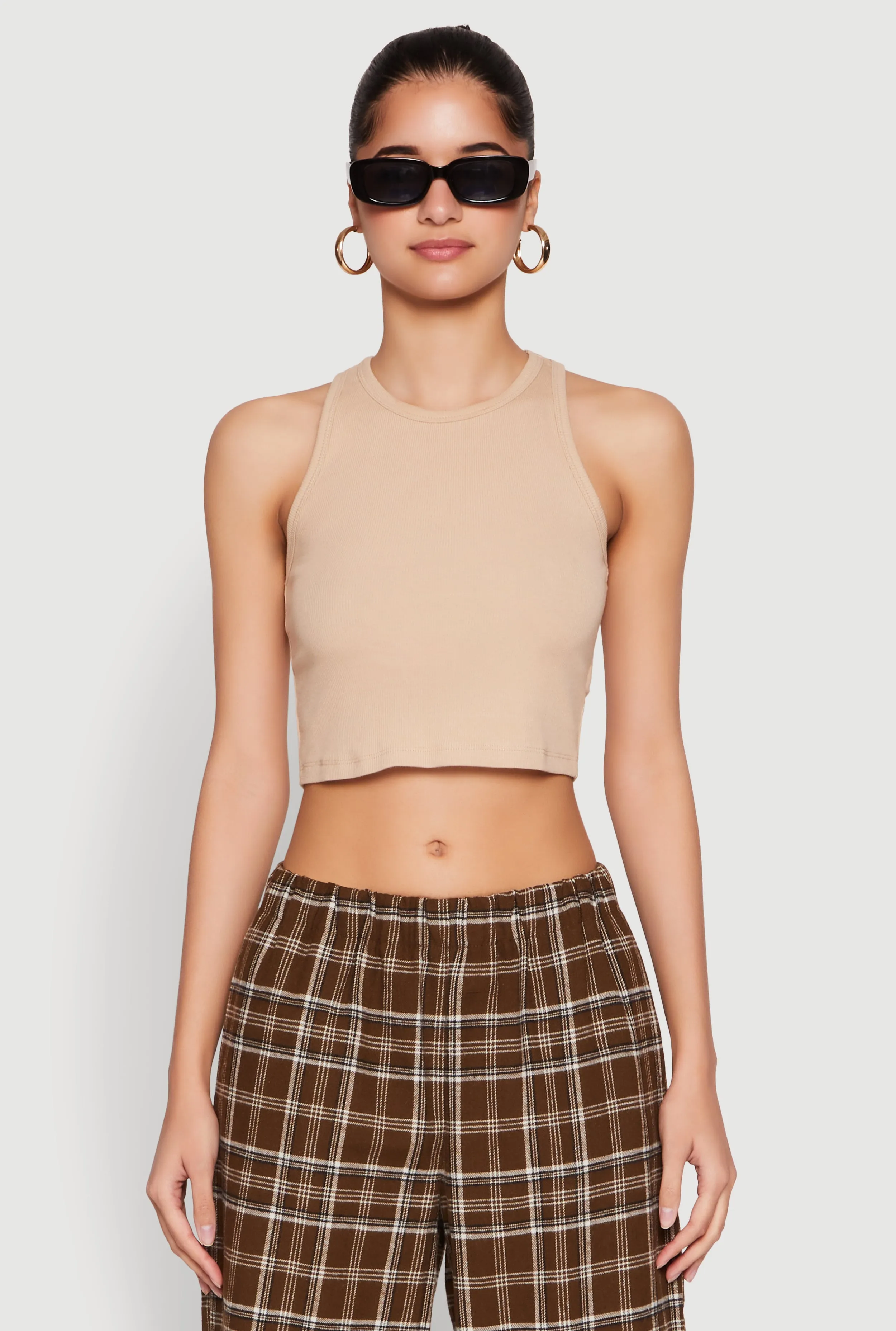 Basic Cropped Racerback Tank Top sold by Rainbow product image thumbnail 2