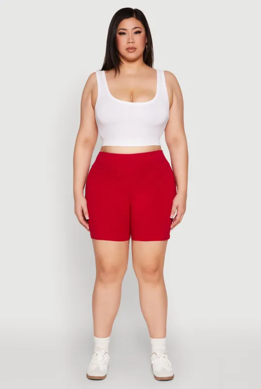 Plus Size Seamless High Waisted Biker Shorts sold by Rainbow