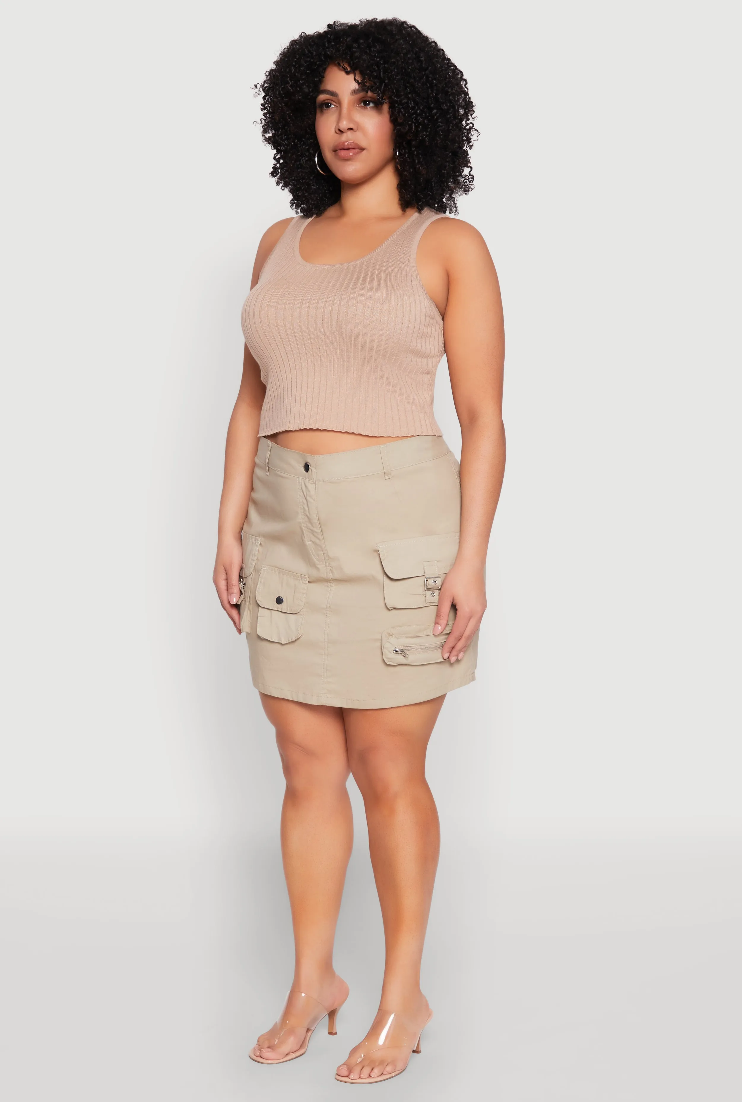 Plus Size Multi Cargo Pocket Mini Skirt sold by Rainbow product image thumbnail 3