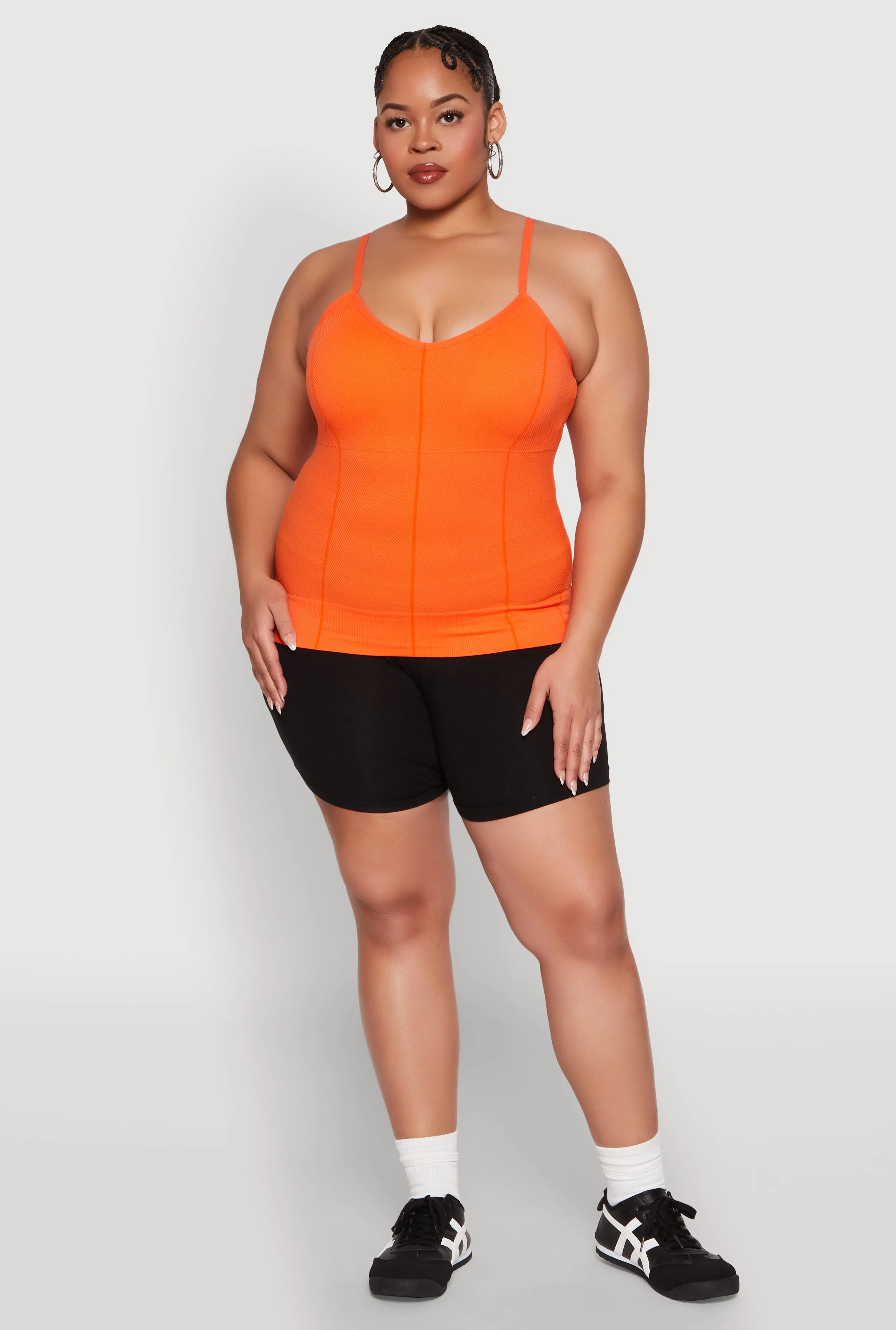 Plus Size Seamless Ribbed V Neck Cami sold by Rainbow