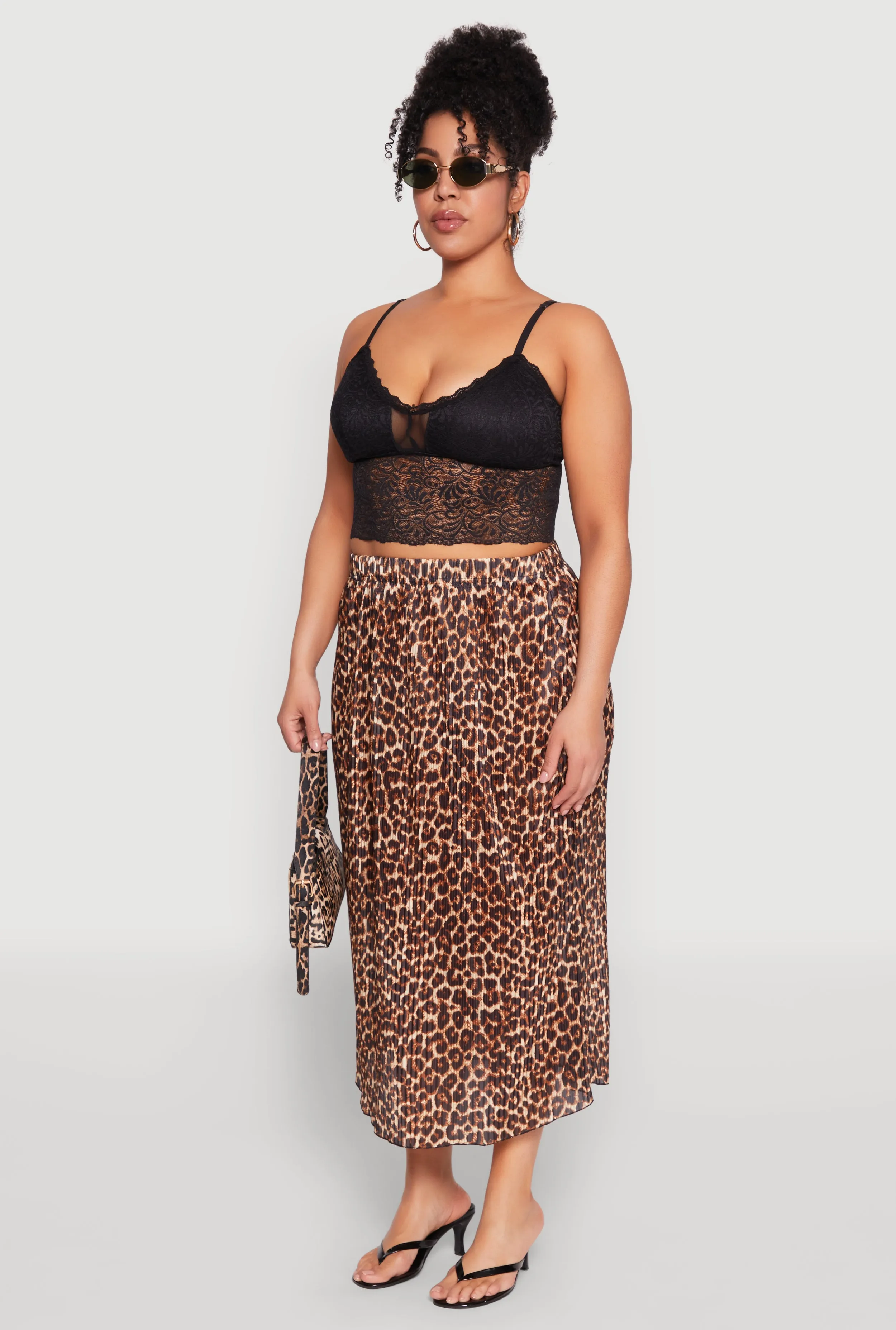 Plus Size Plisse Leopard Print Maxi Skirt sold by Rainbow product image thumbnail 3