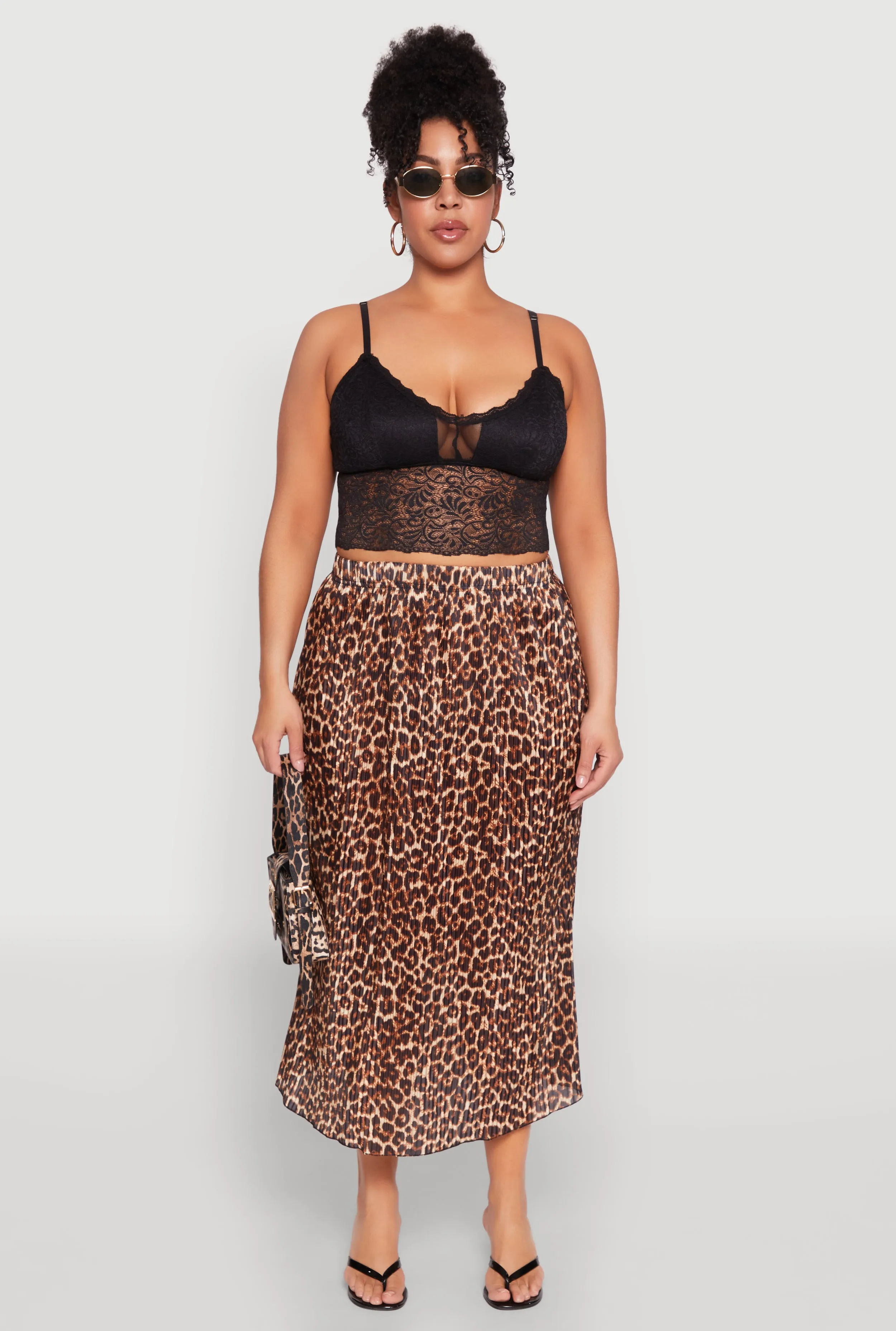 Plus Size Plisse Leopard Print Maxi Skirt sold by Rainbow product image thumbnail 2