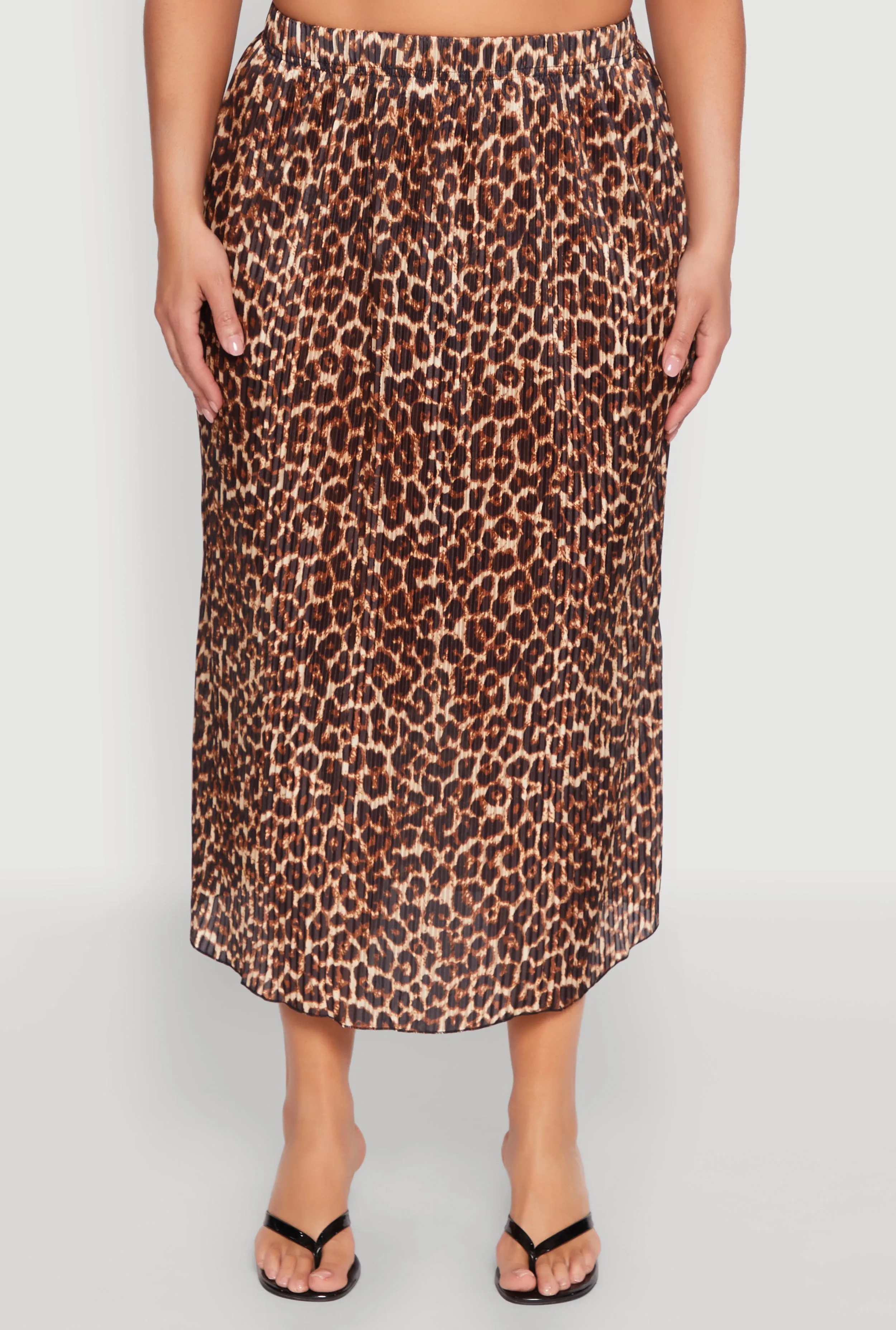 Plus Size Plisse Leopard Print Maxi Skirt sold by Rainbow product image thumbnail 5