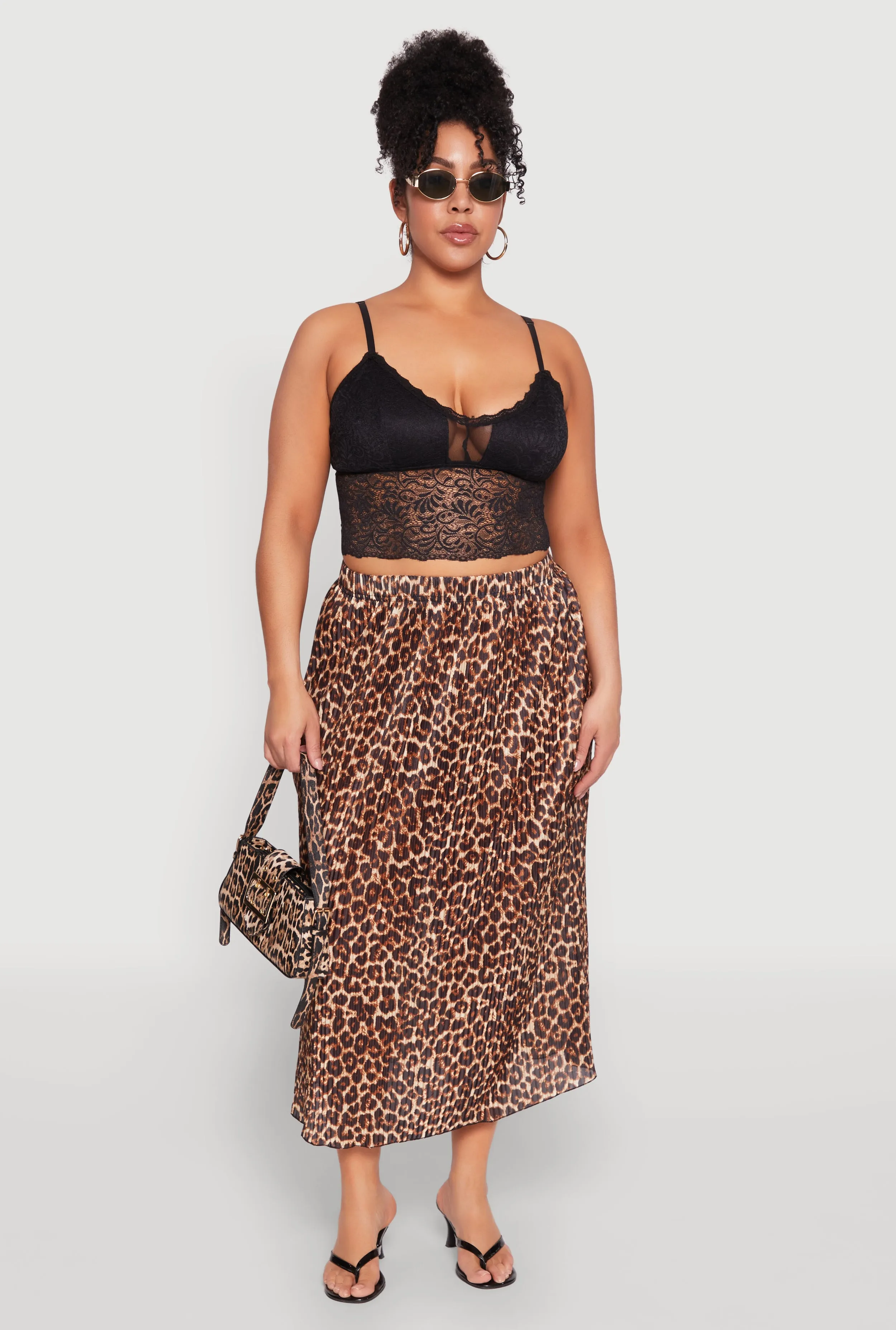 Plus Size Plisse Leopard Print Maxi Skirt sold by Rainbow