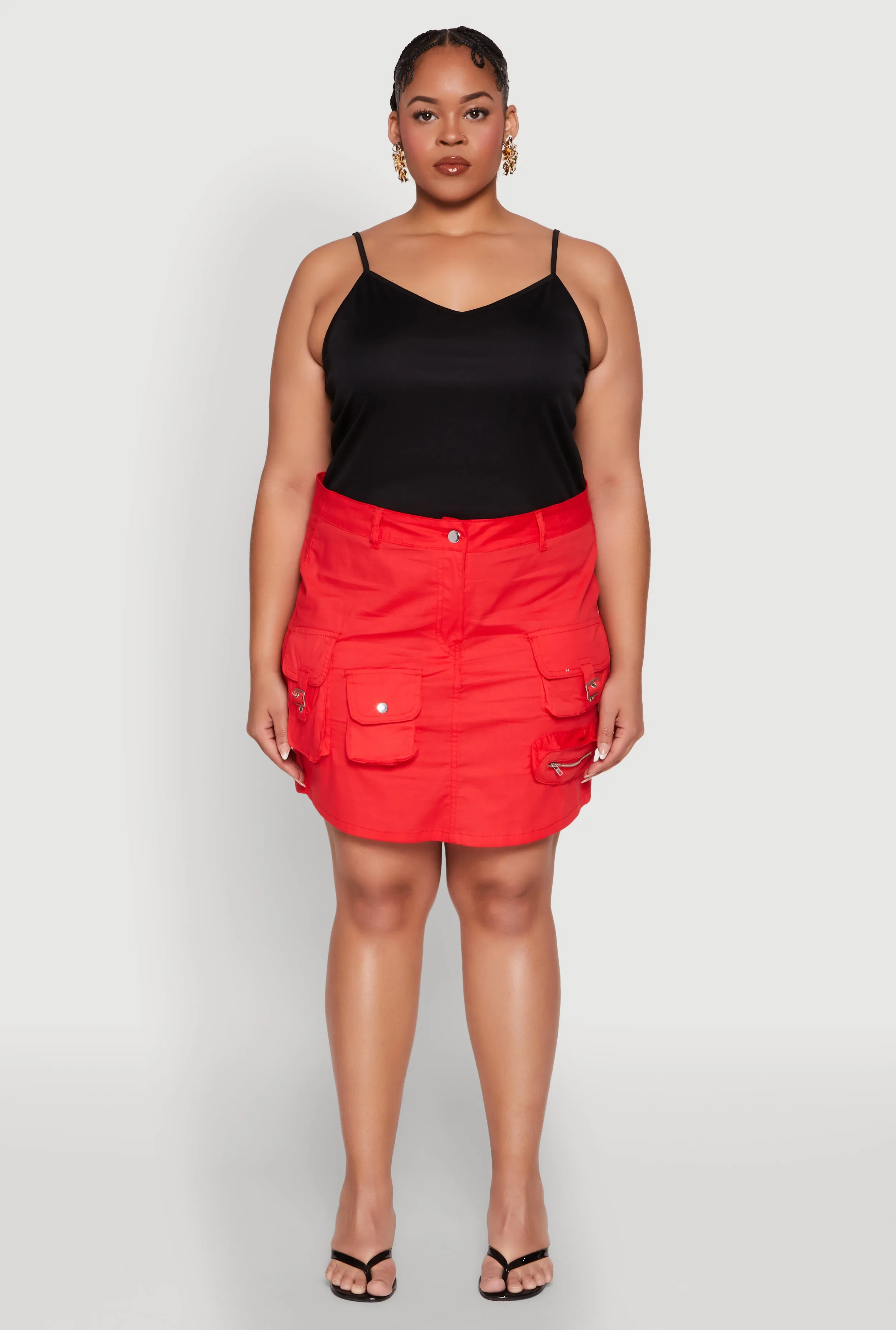 Plus Size Multi Cargo Pocket Mini Skirt sold by Rainbow product image thumbnail 2