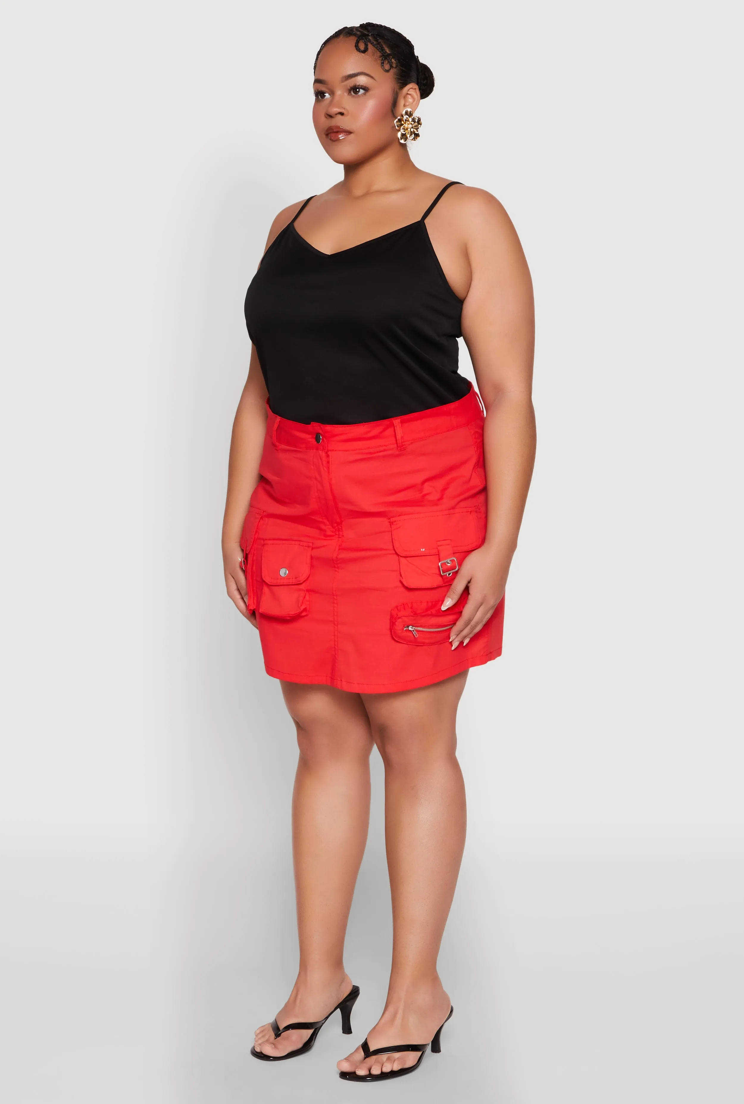 Plus Size Multi Cargo Pocket Mini Skirt sold by Rainbow product image thumbnail 3