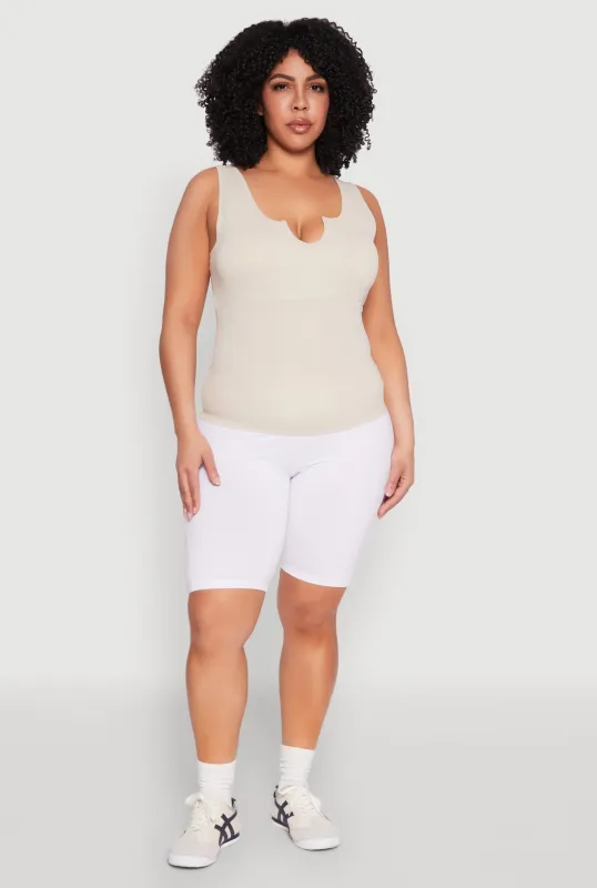 Plus Size Seamless Notch Neck Tank Top sold by Rainbow
