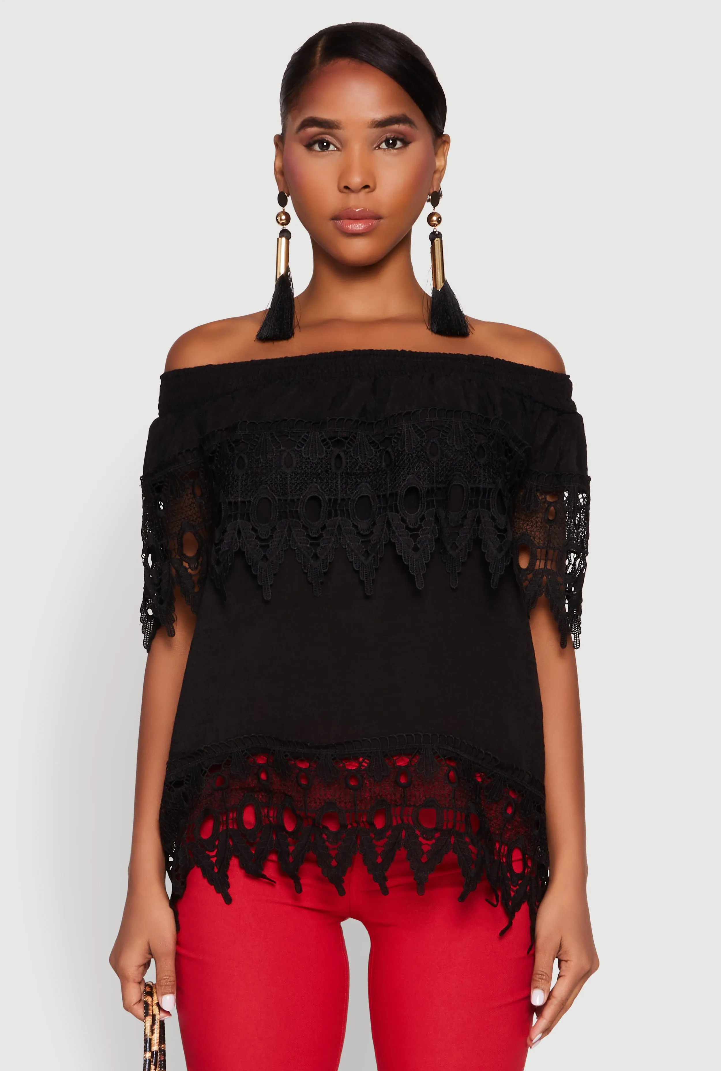 Lace Trim Off the Shoulder Blouse sold by Rainbow product image thumbnail 2