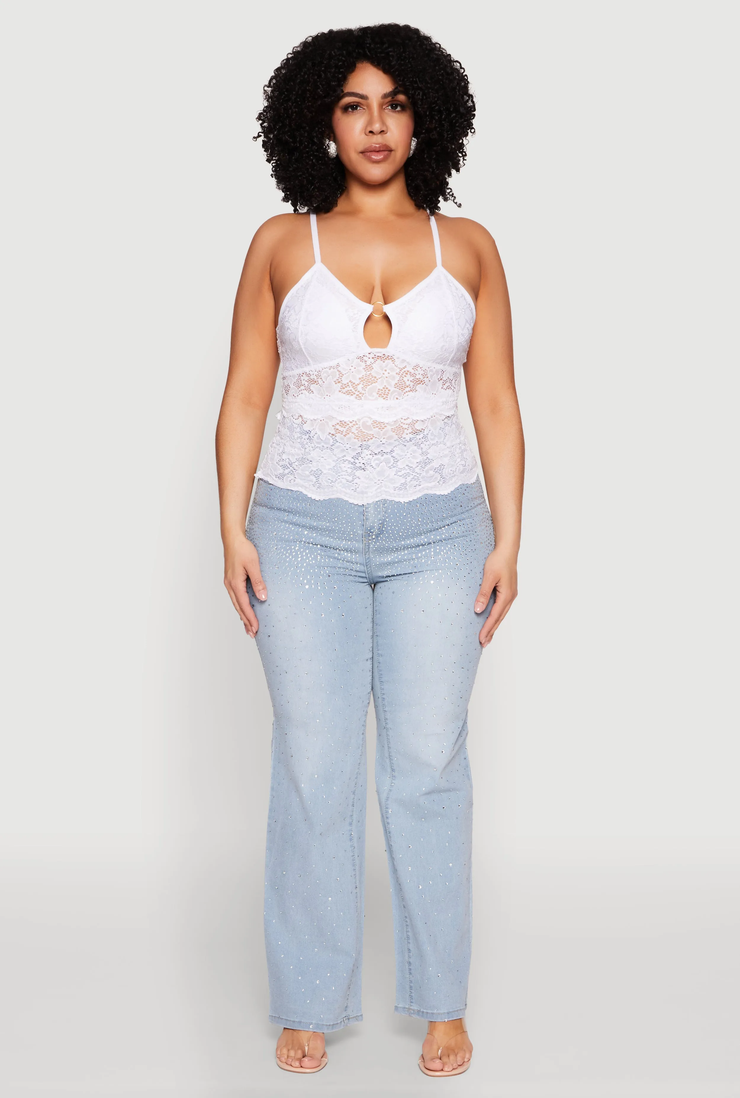 Plus Size Floral Lace Keyhole Cami sold by Rainbow product image thumbnail 3