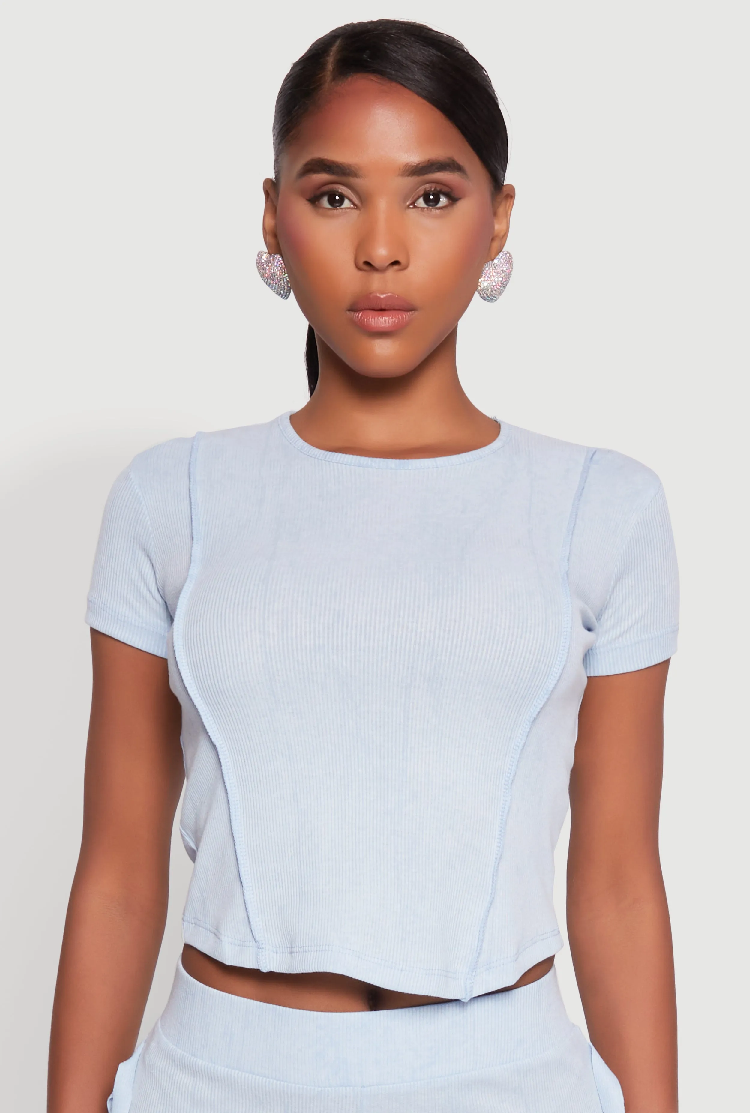 Mineral Wash Pintuck Short Sleeve Top sold by Rainbow