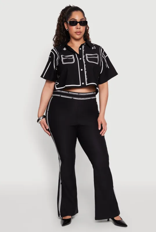 Plus Size 2D Optical Illusion Flare Pants sold by Rainbow