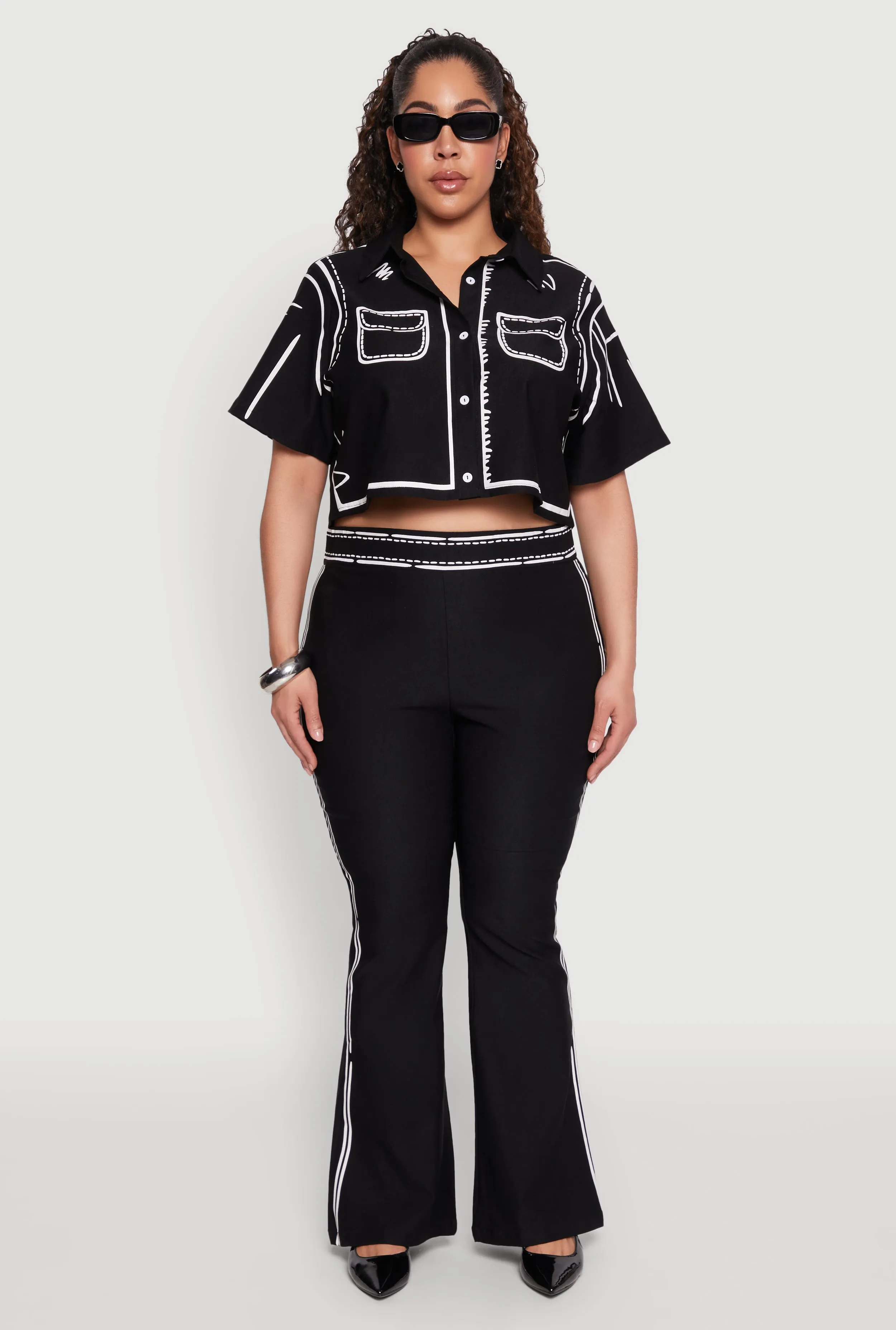 Plus Size 2D Optical Illusion Flare Pants sold by Rainbow product image thumbnail 2