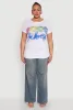 Plus Size Good Vibes Ruched Graphic Tee sold by Rainbow