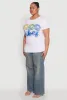 Plus Size Good Vibes Ruched Graphic Tee sold by Rainbow