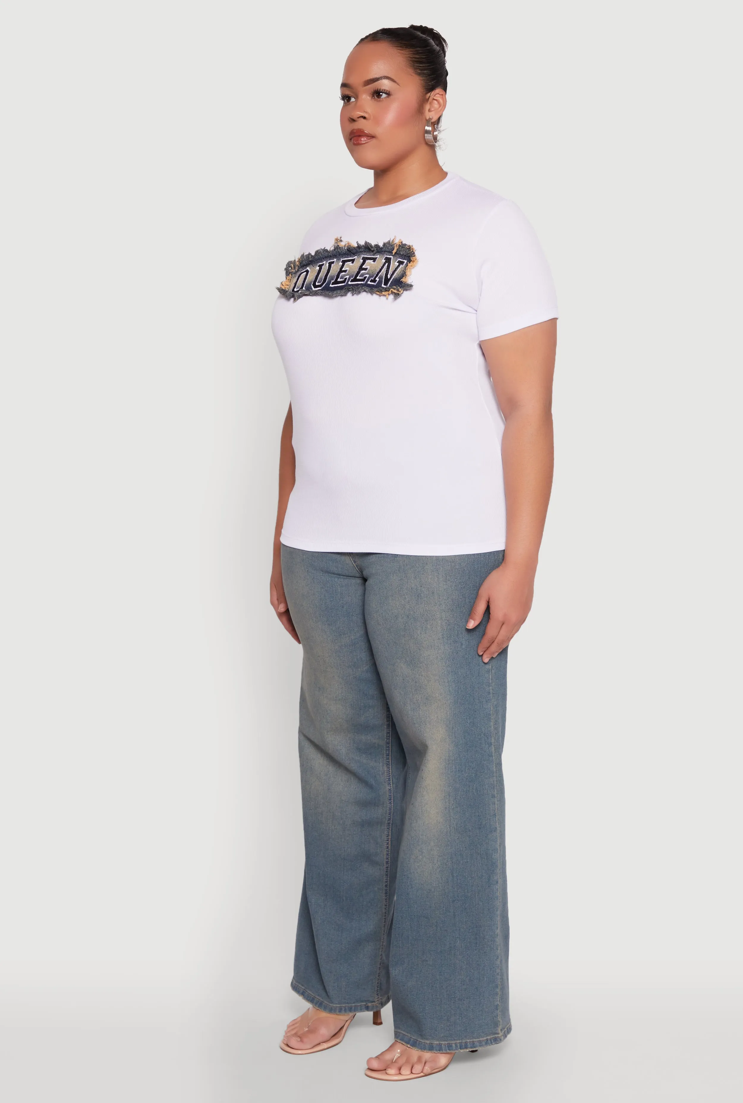 Plus Size Queen Denim Patch Tee sold by Rainbow product image thumbnail 5