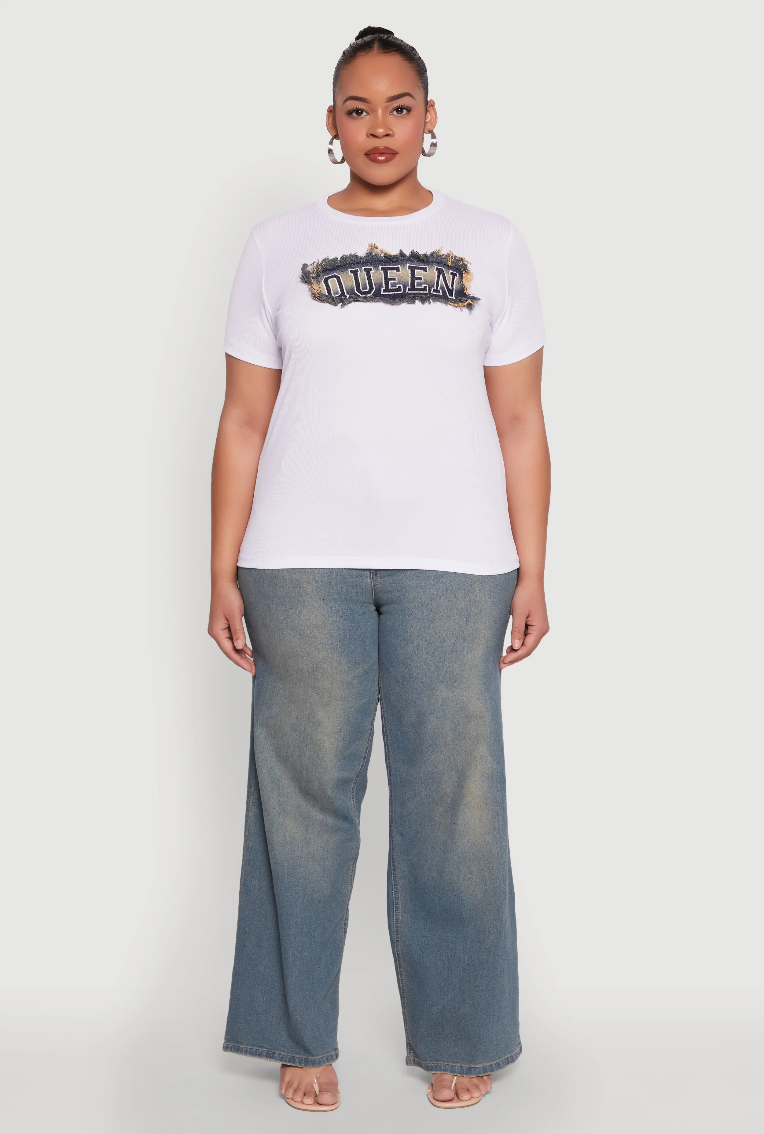 Plus Size Queen Denim Patch Tee sold by Rainbow product image thumbnail 3