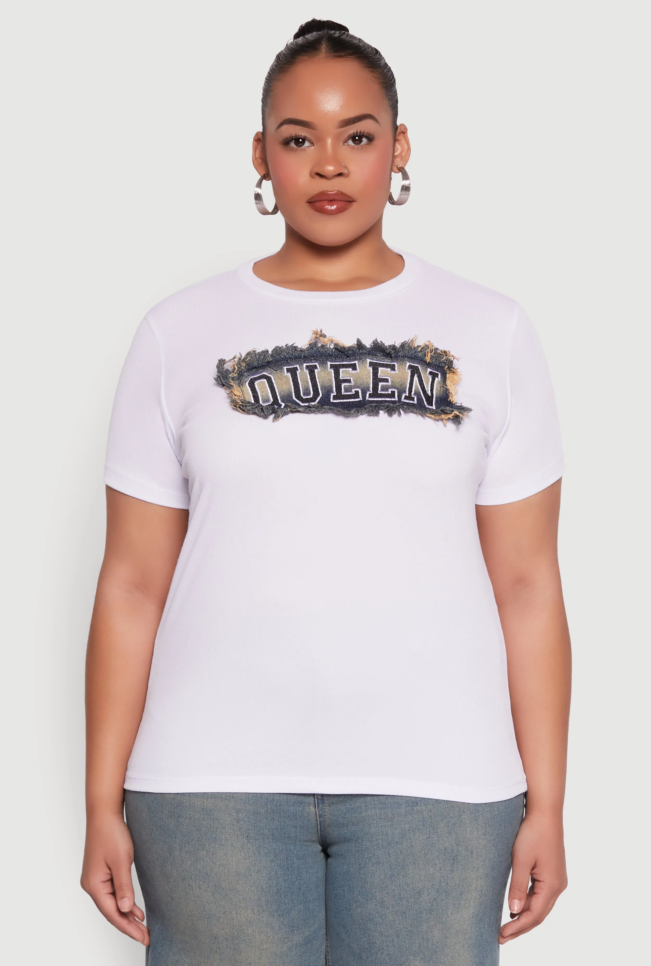 Plus Size Queen Denim Patch Tee sold by Rainbow product image thumbnail 2