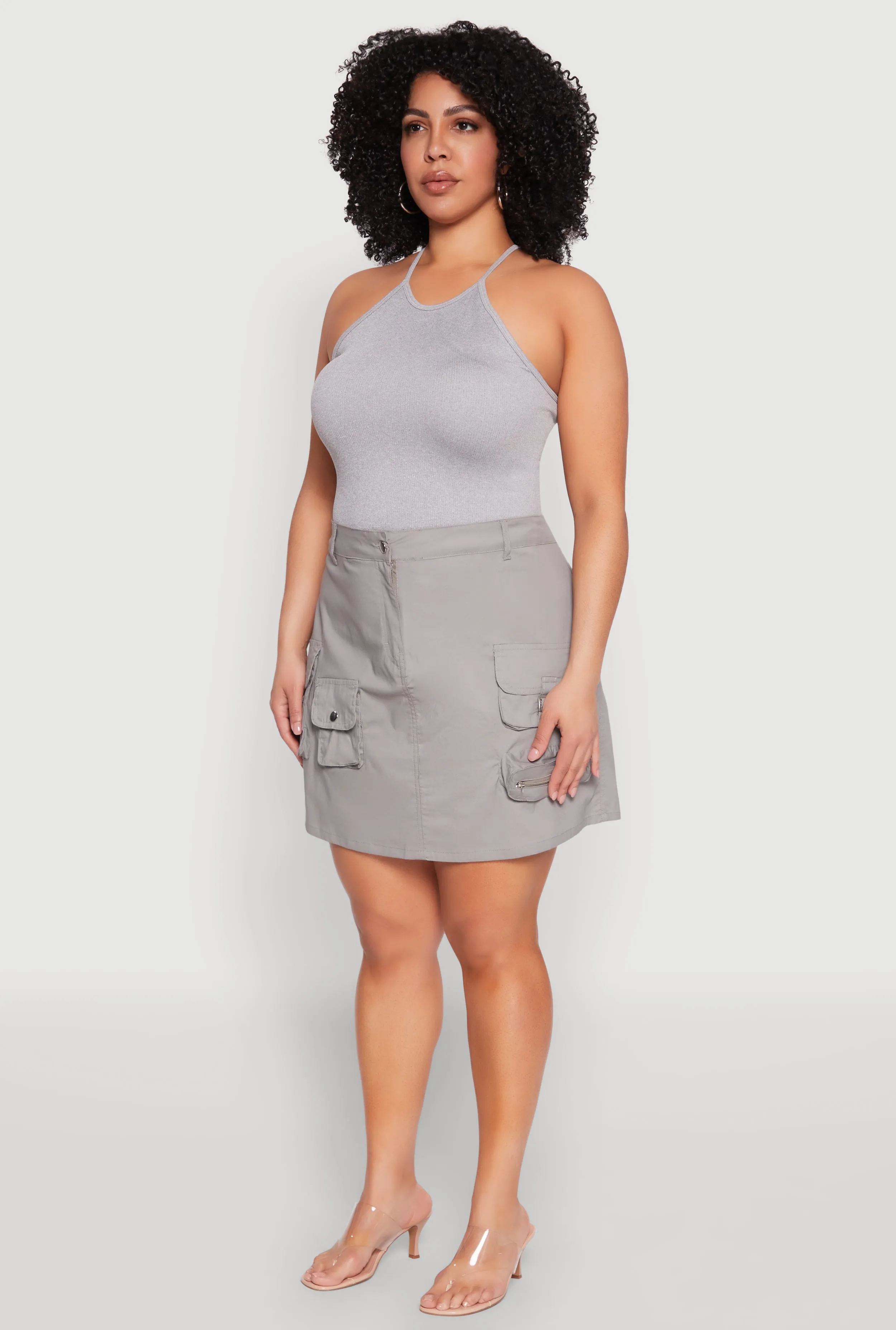 Plus Size Multi Cargo Pocket Mini Skirt sold by Rainbow product image thumbnail 3
