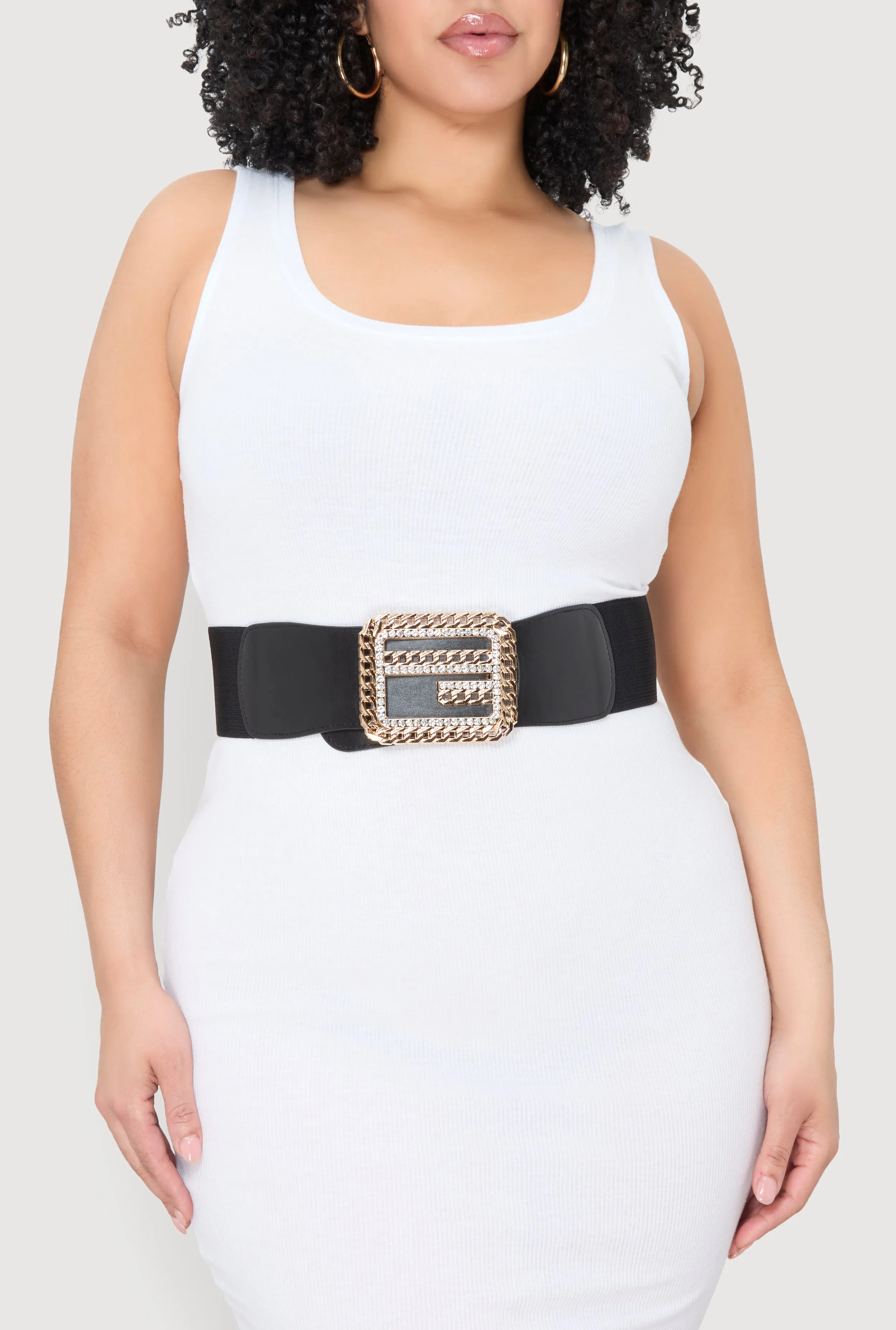 Plus Size Chain Detail Buckle Stretch Belt sold by Rainbow product image thumbnail 2