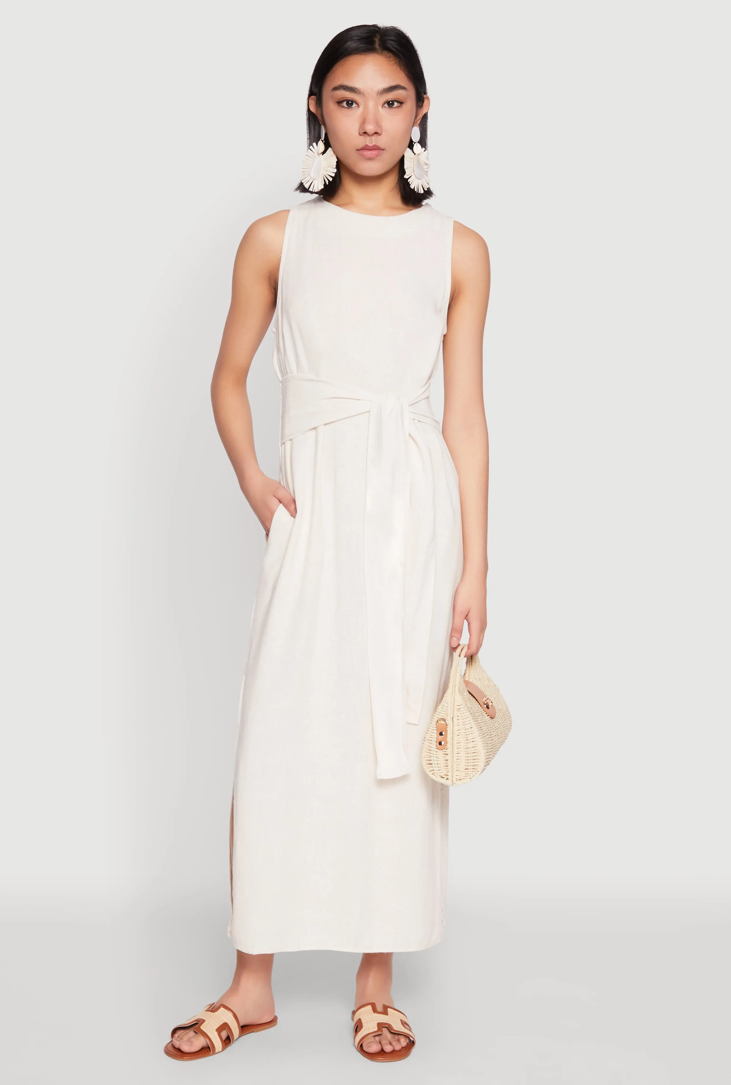 Sleeveless Tie Waist Maxi Dress sold by Rainbow