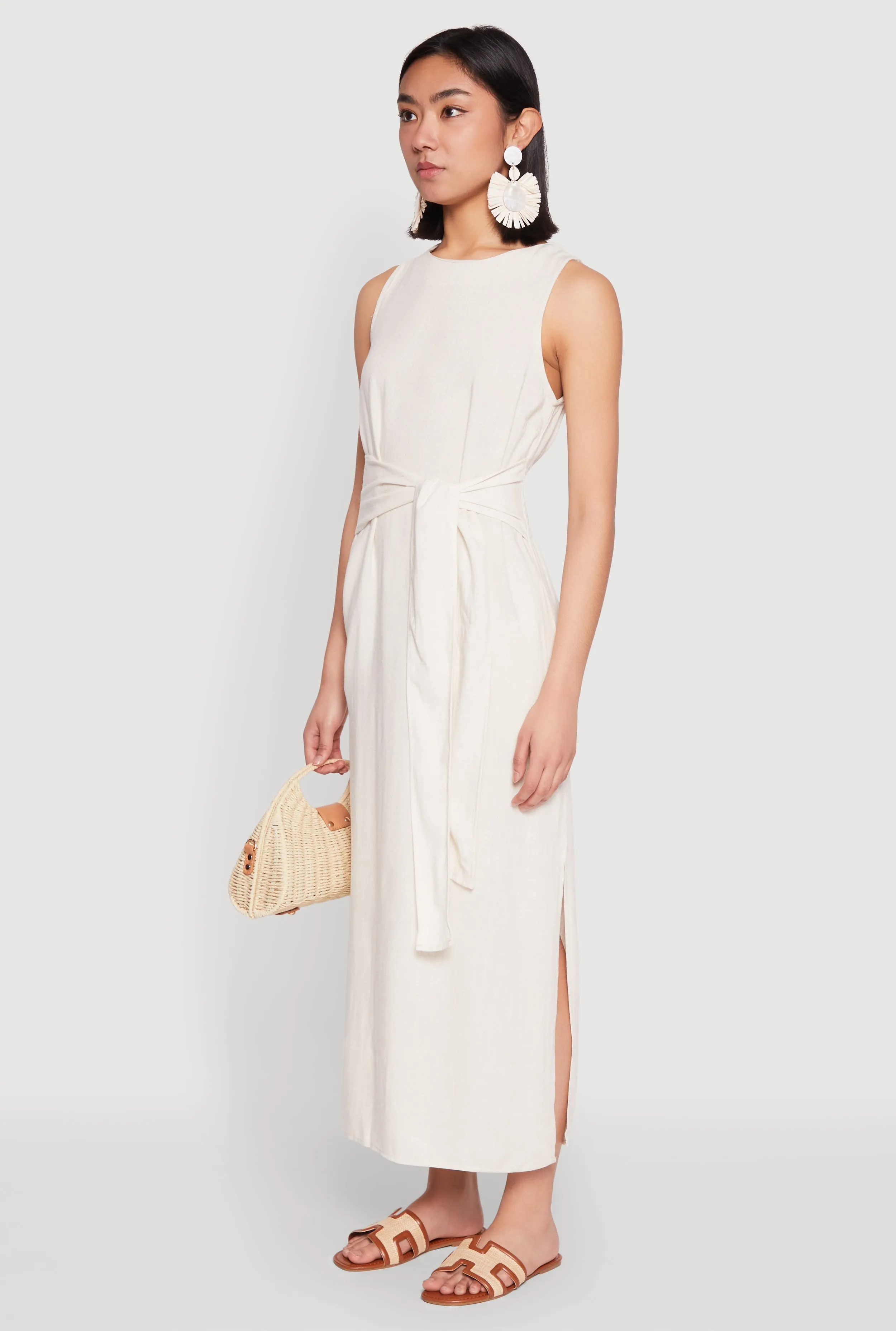 Sleeveless Tie Waist Maxi Dress sold by Rainbow product image thumbnail 3