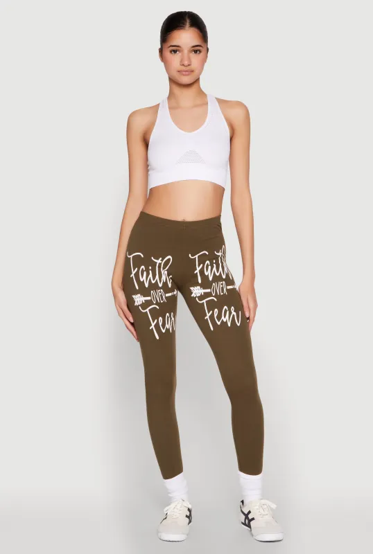 Faith Over Fear Leggings sold by Rainbow