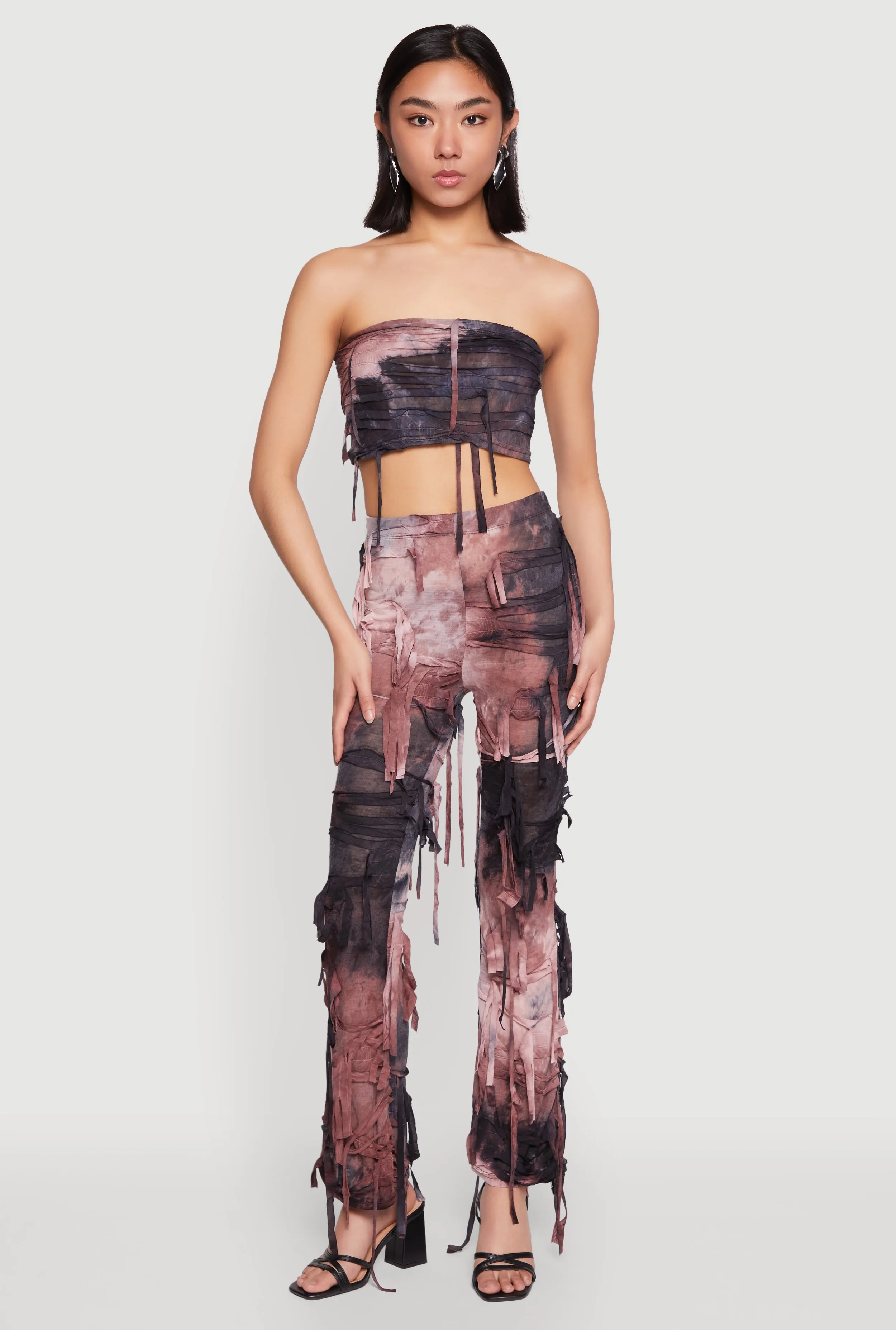 Tie Dye Distressed Flare Pants sold by Rainbow