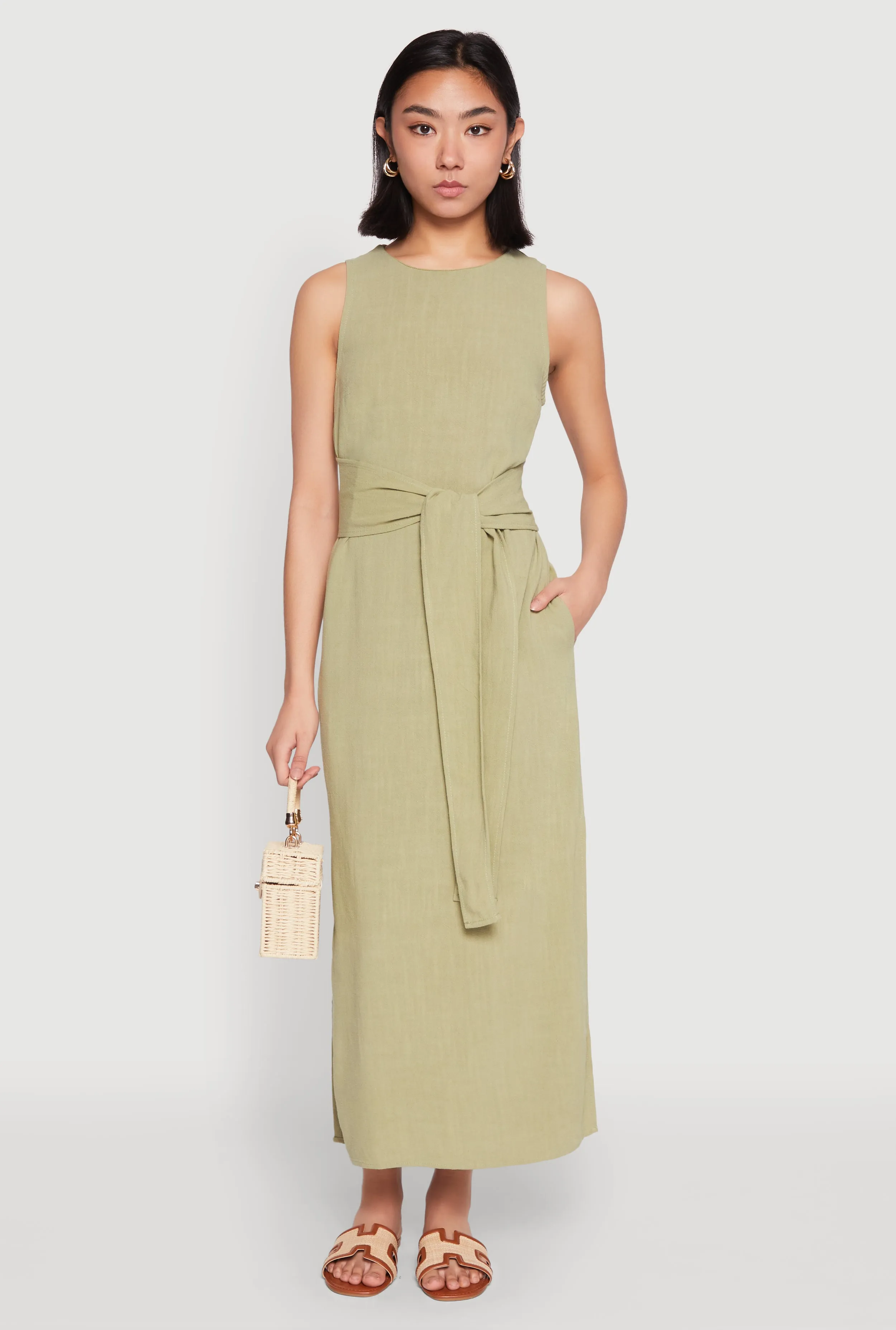 Sleeveless Tie Waist Maxi Dress sold by Rainbow