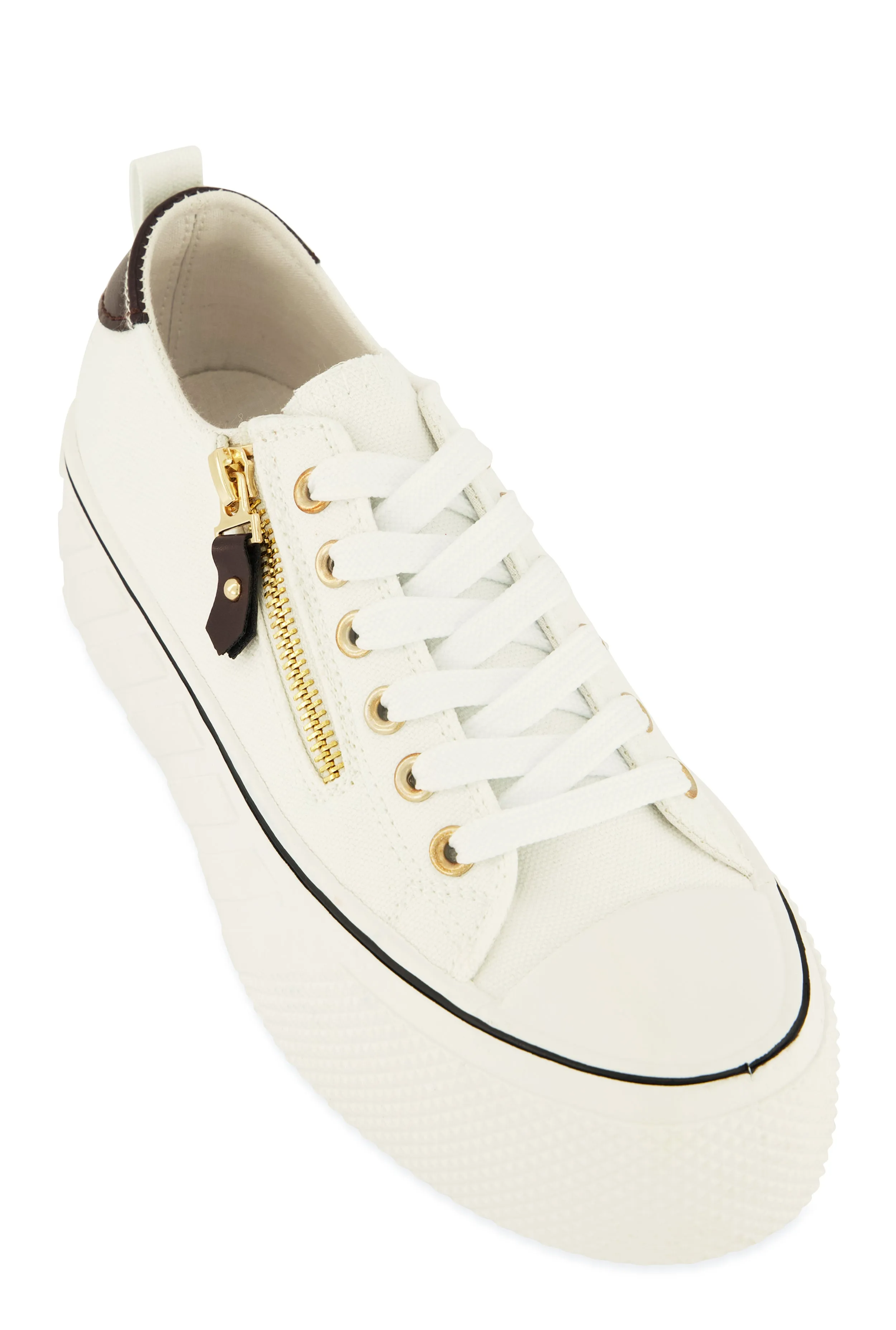 Canvas Zip Detail Platform Sneakers sold by Rainbow