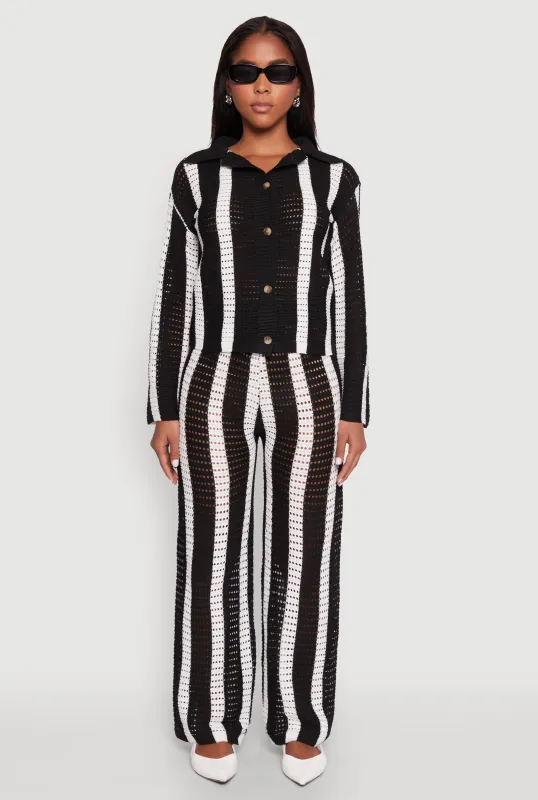 Daisy Striped Pointelle Crochet Pants sold by Rainbow