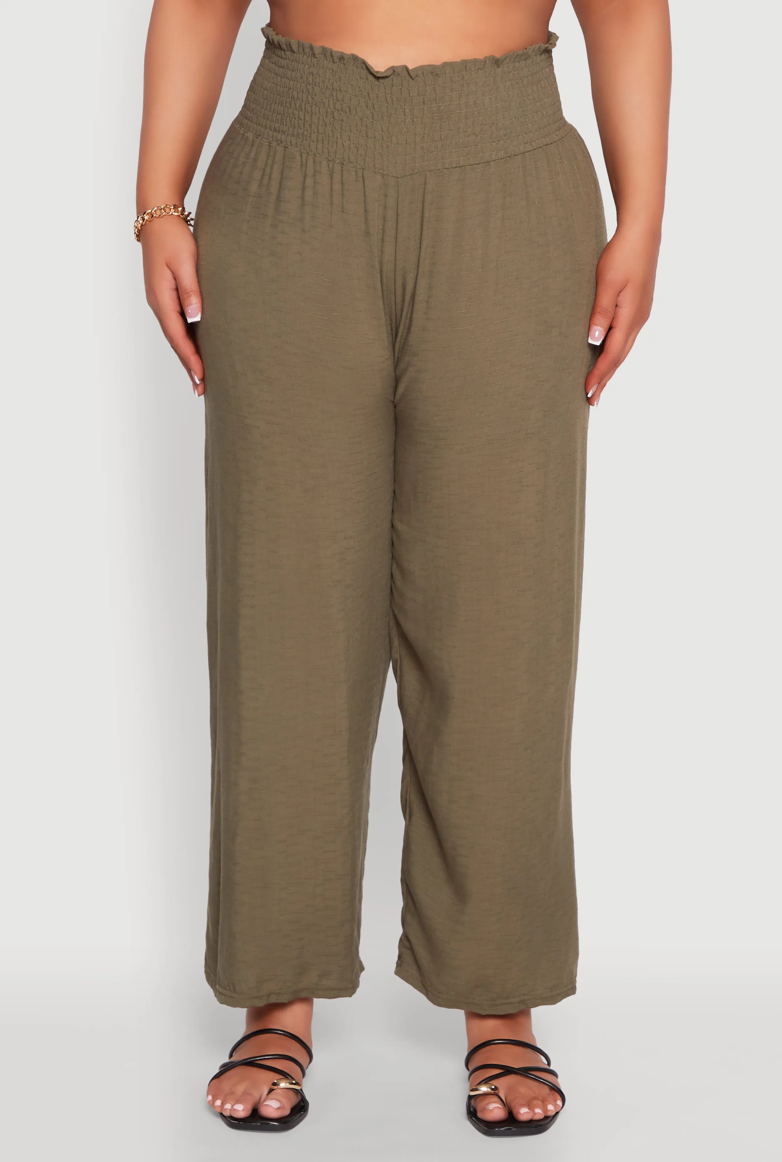 Plus Size Smocked High Waisted Pants sold by Rainbow product image thumbnail 5