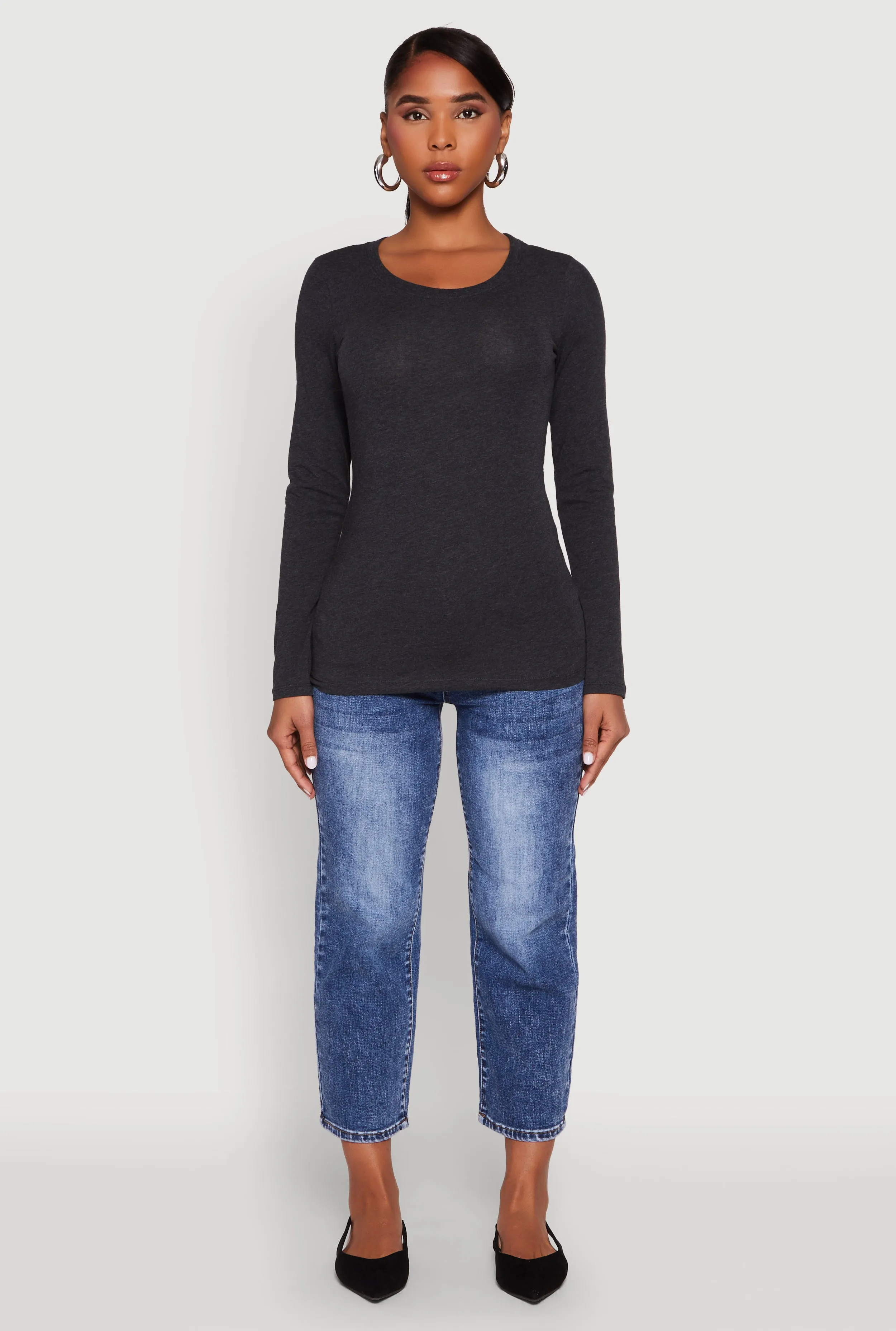 Basic Long Sleeve Crew Neck T Shirt sold by Rainbow product image thumbnail 3