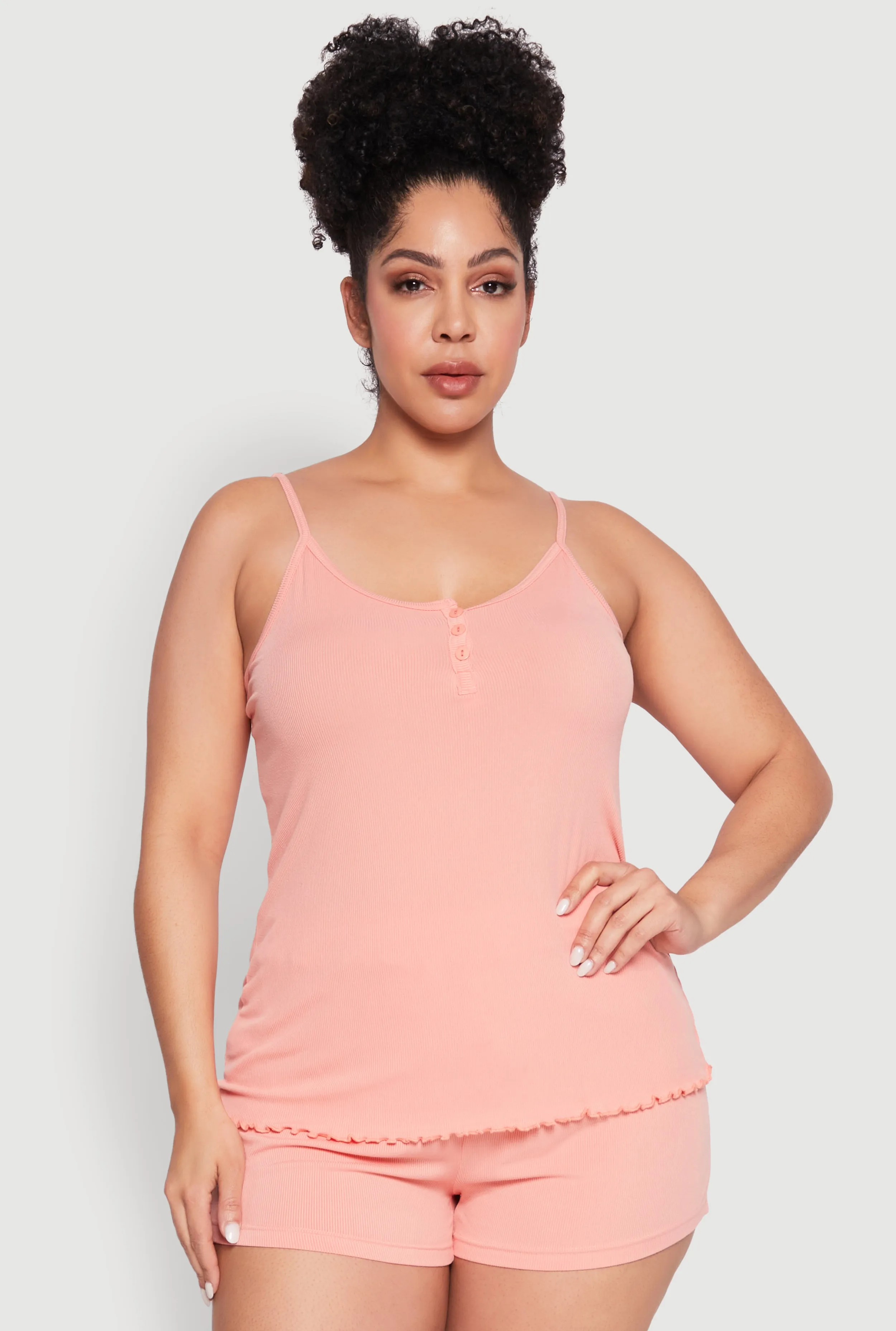 Plus Size Henley Pajama Cami and Champagne Shorts 3 Pack sold by Rainbow product image thumbnail 2