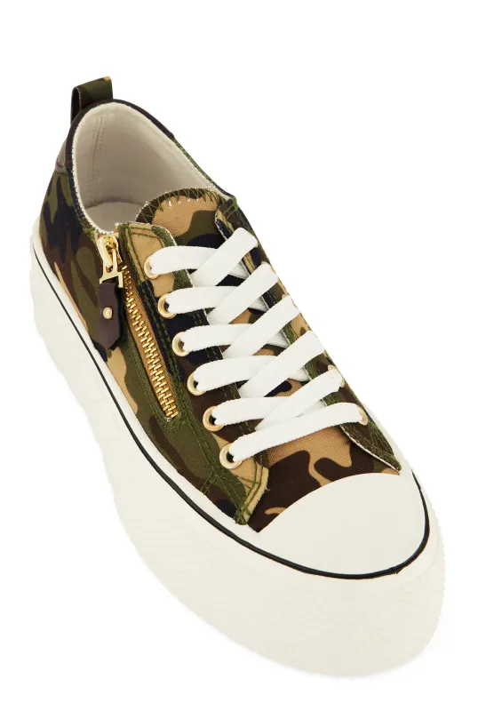 Canvas Zip Detail Platform Sneakers sold by Rainbow