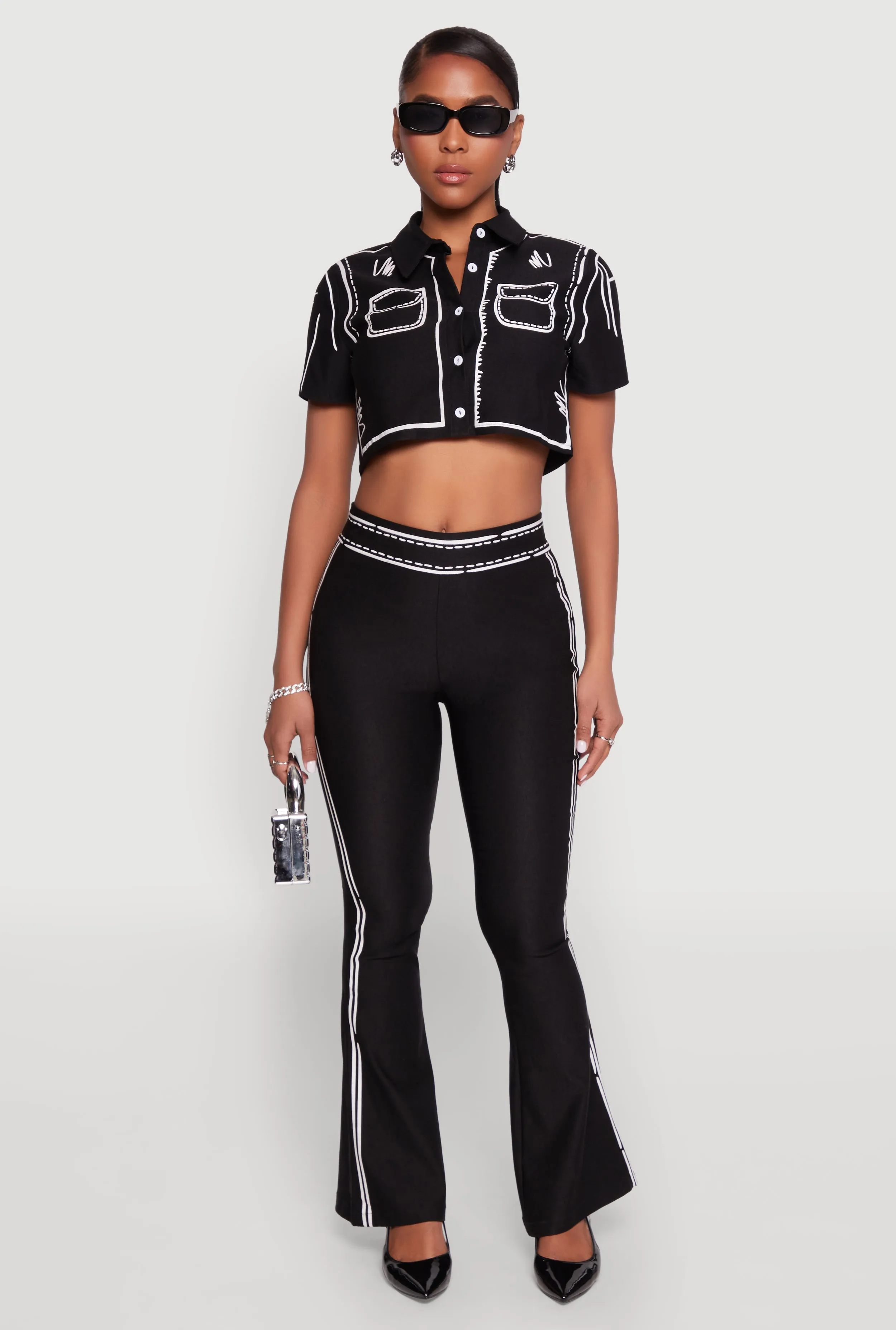 2D Optical Illusion Cropped Shirt sold by Rainbow product image thumbnail 2