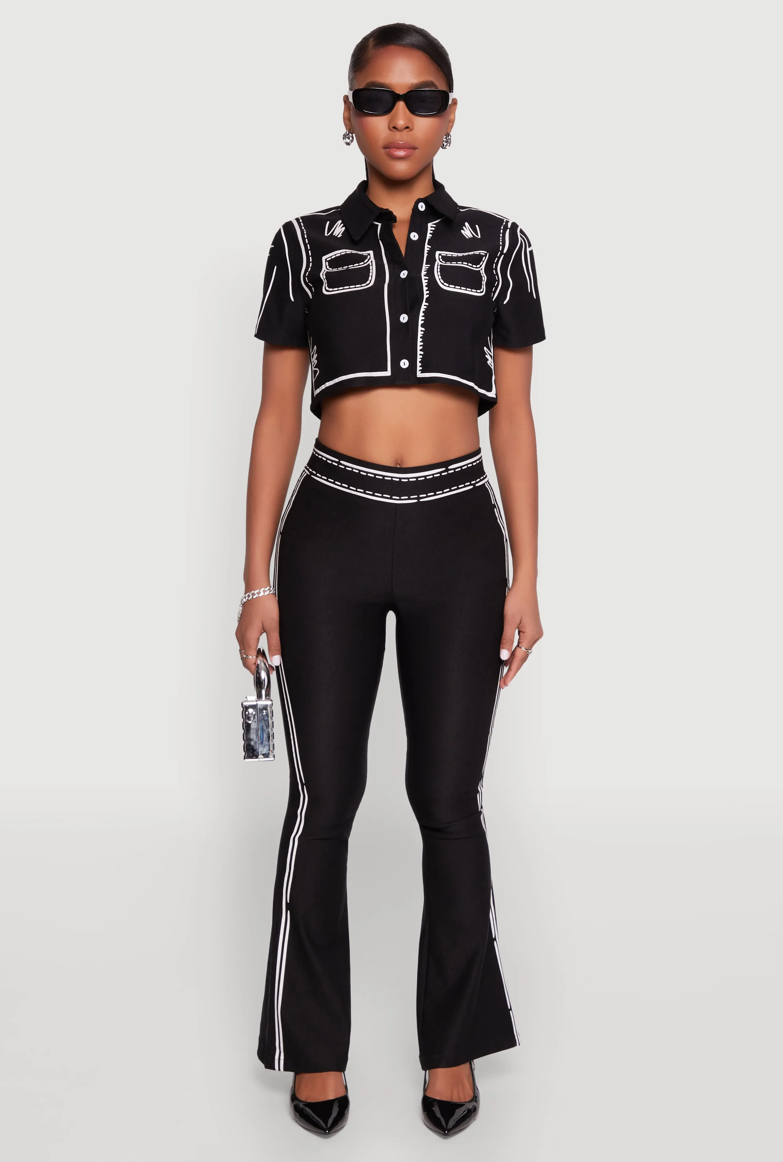 2D Optical Illusion Cropped Shirt sold by Rainbow product image thumbnail 3