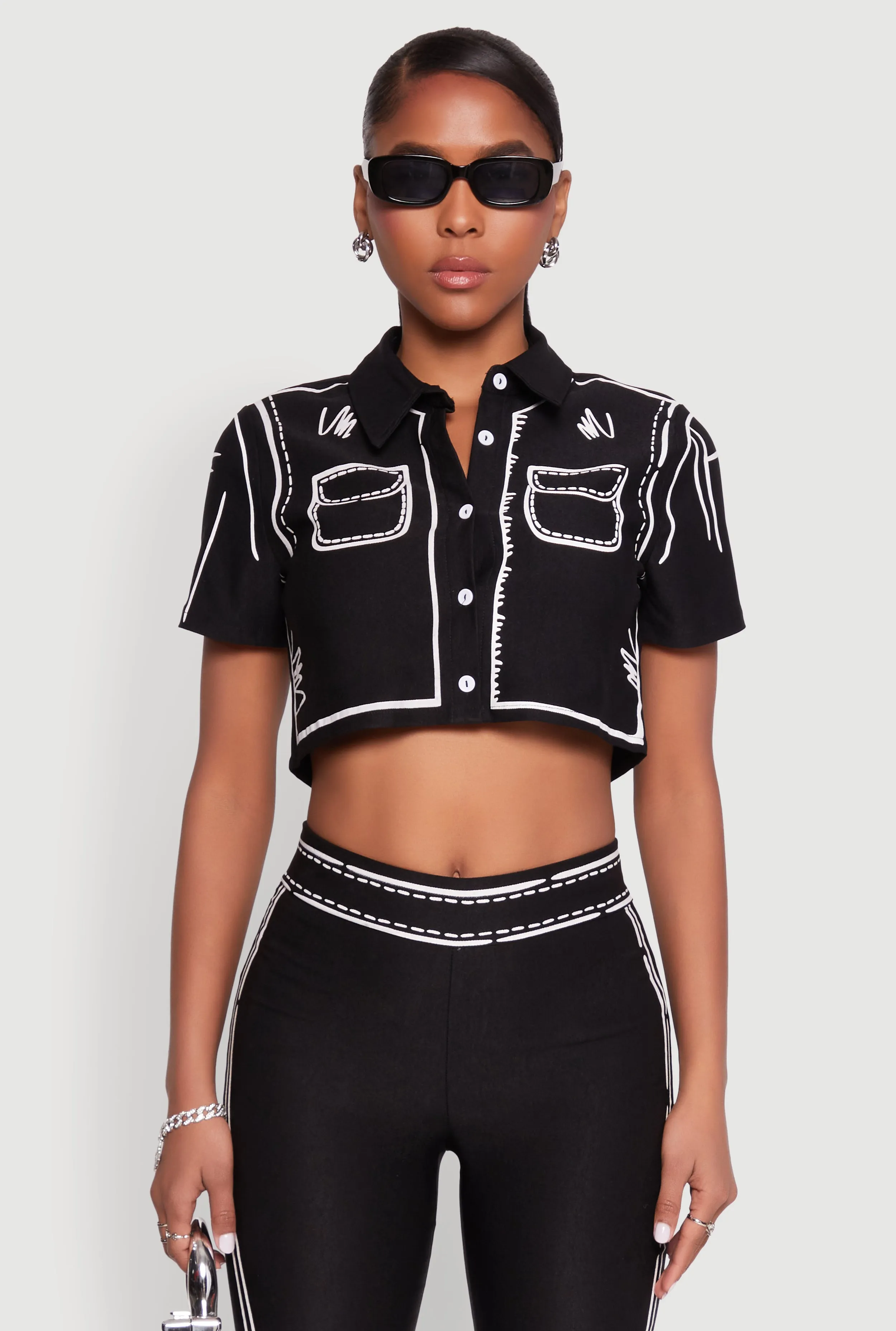2D Optical Illusion Cropped Shirt sold by Rainbow