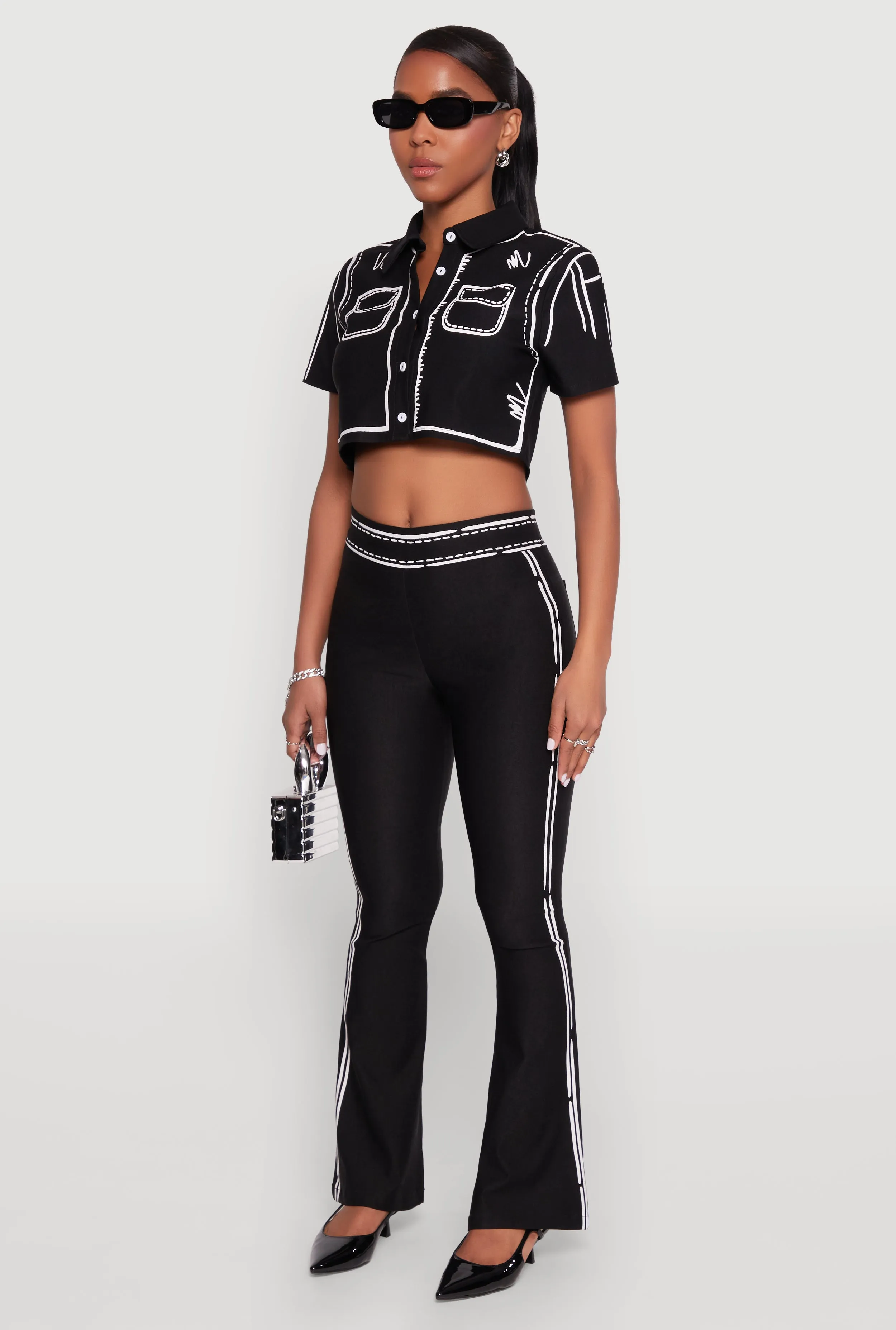 2D Optical Illusion Cropped Shirt sold by Rainbow product image thumbnail 5