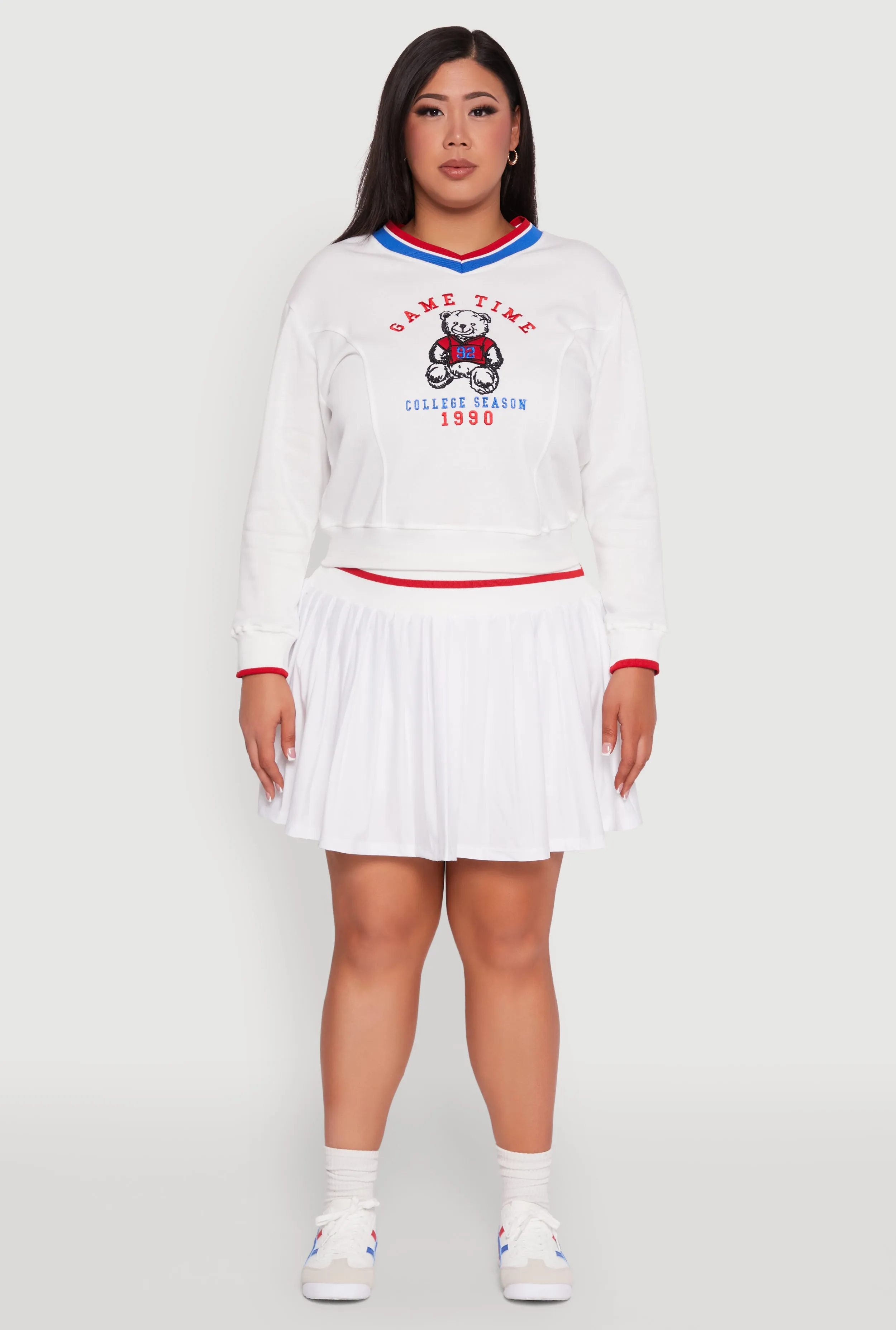 Plus Size Varsity Stripe Printed Pattern Sweatshirt sold by Rainbow product image thumbnail 3