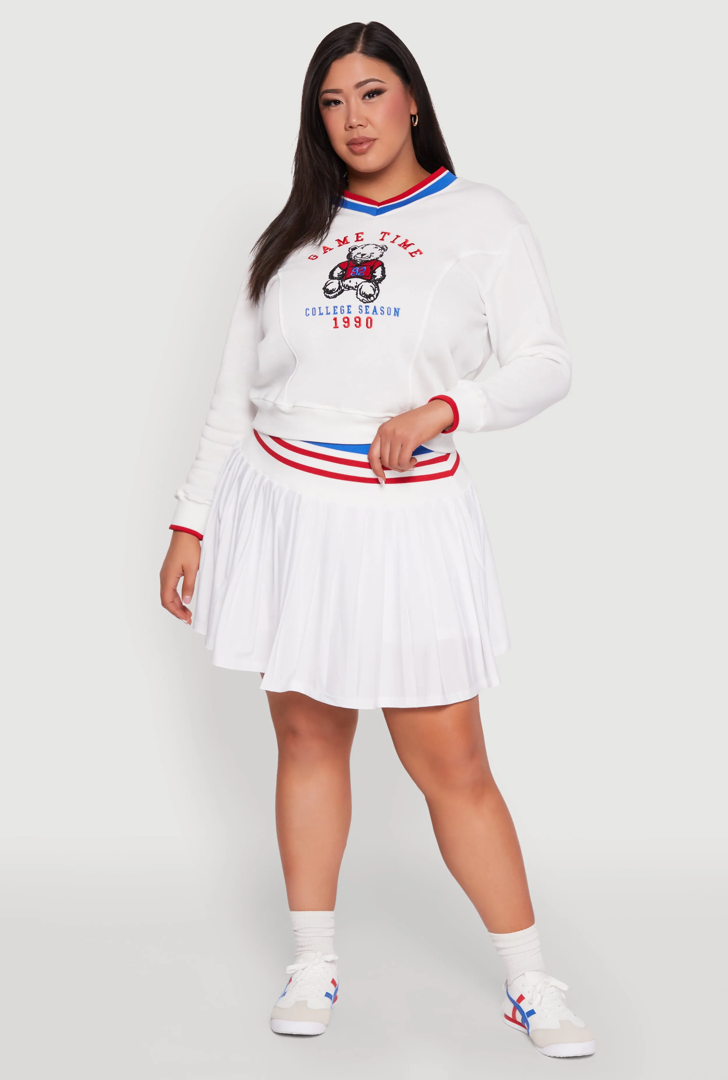 Plus Size Varsity Stripe Printed Pattern Sweatshirt sold by Rainbow product image thumbnail 2