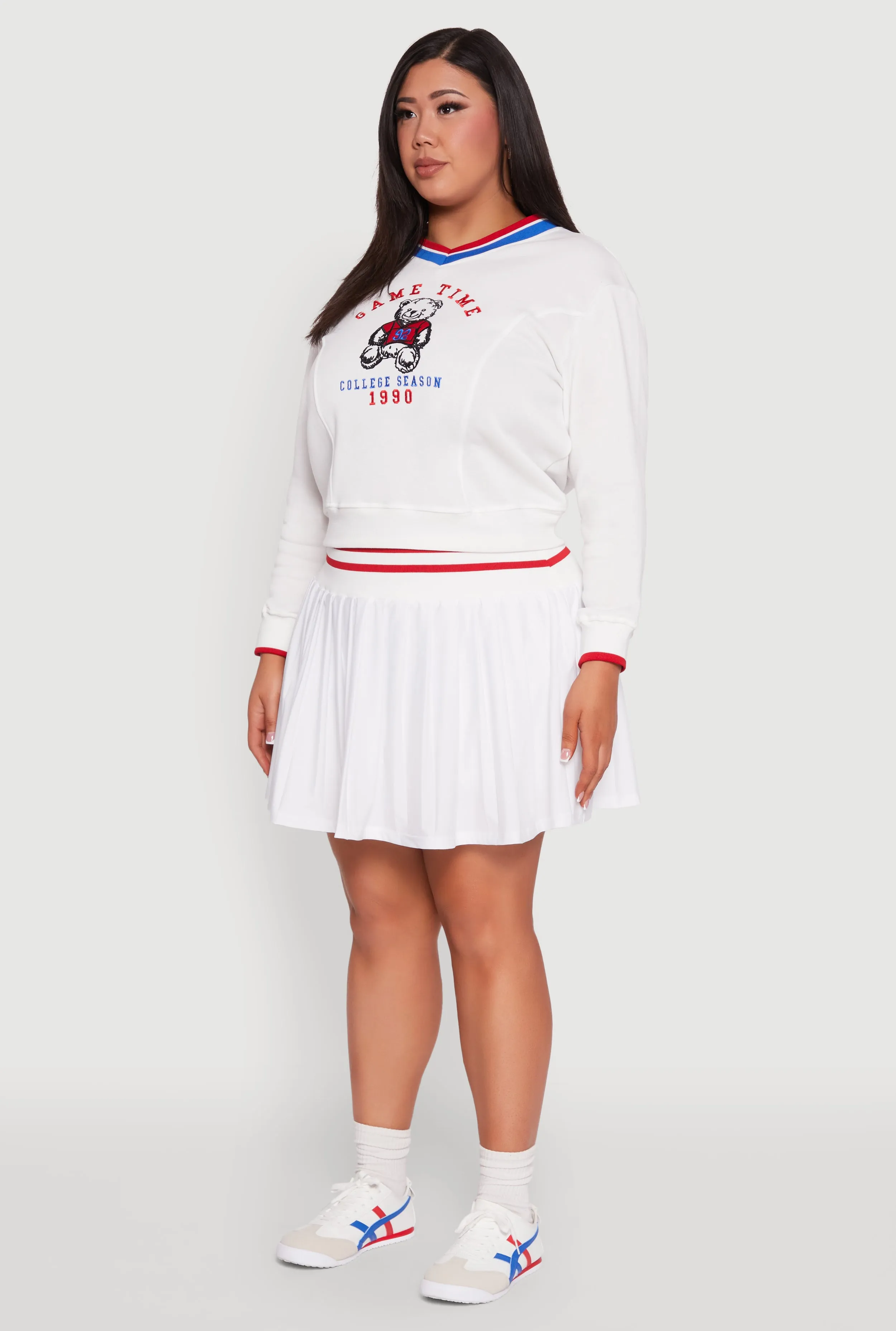 Plus Size Varsity Stripe Printed Pattern Sweatshirt sold by Rainbow product image thumbnail 5