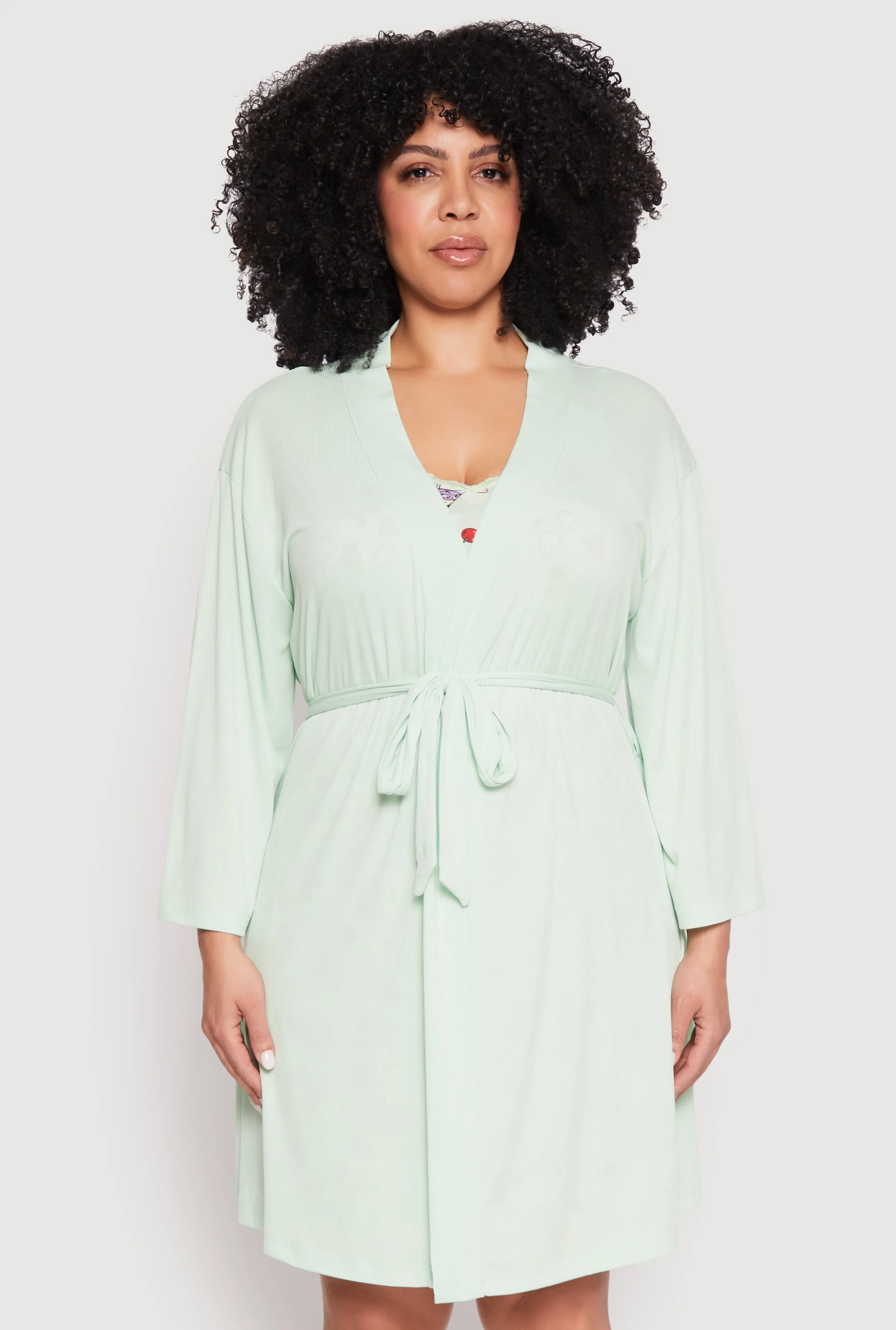 Plus Size Graphic Print Lace Trim Nightgown and Robe sold by Rainbow product image thumbnail 3