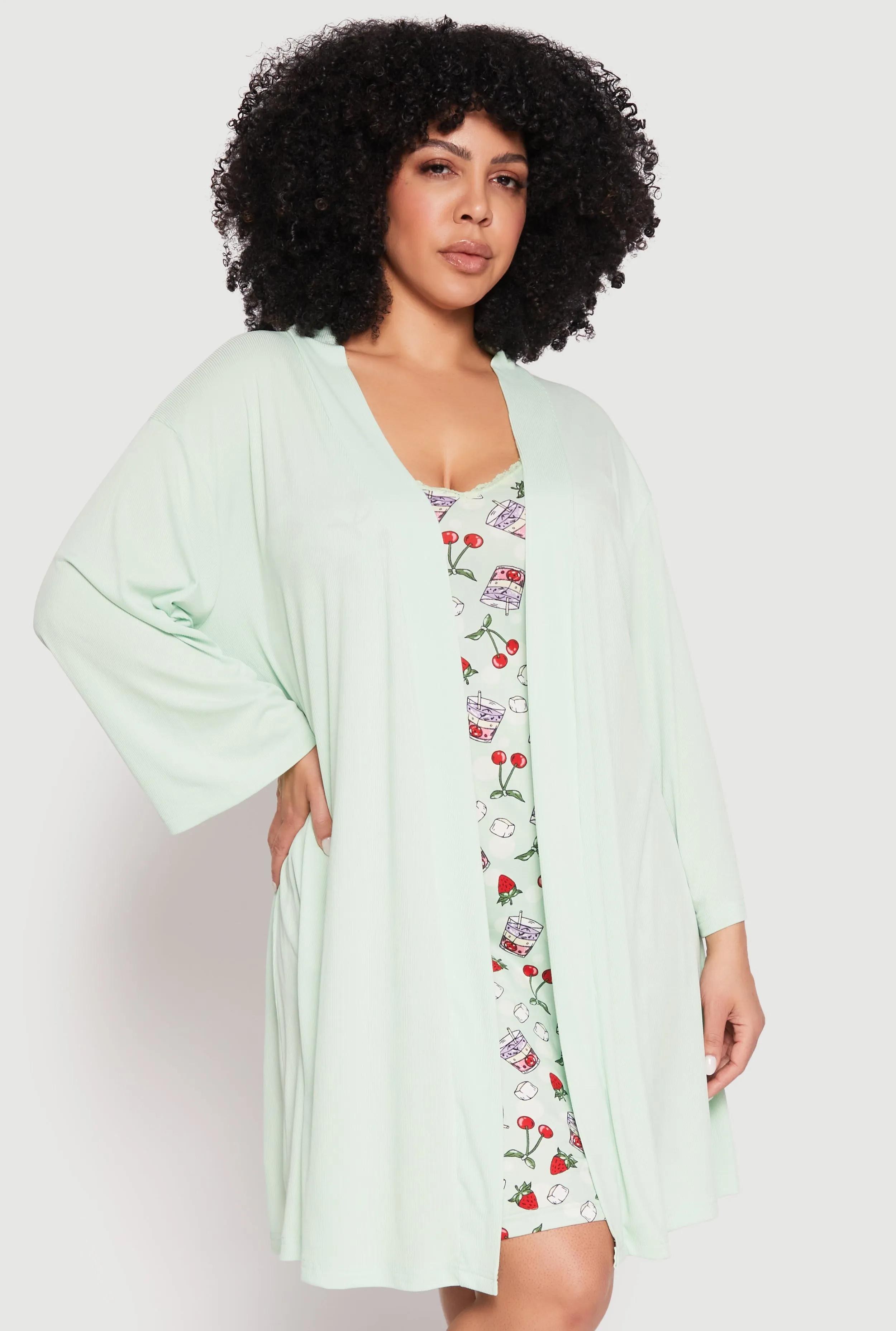 Plus Size Graphic Print Lace Trim Nightgown and Robe sold by Rainbow product image thumbnail 2