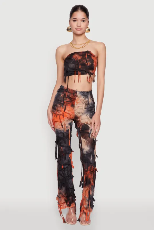 Tie Dye Distressed Flare Pants sold by Rainbow
