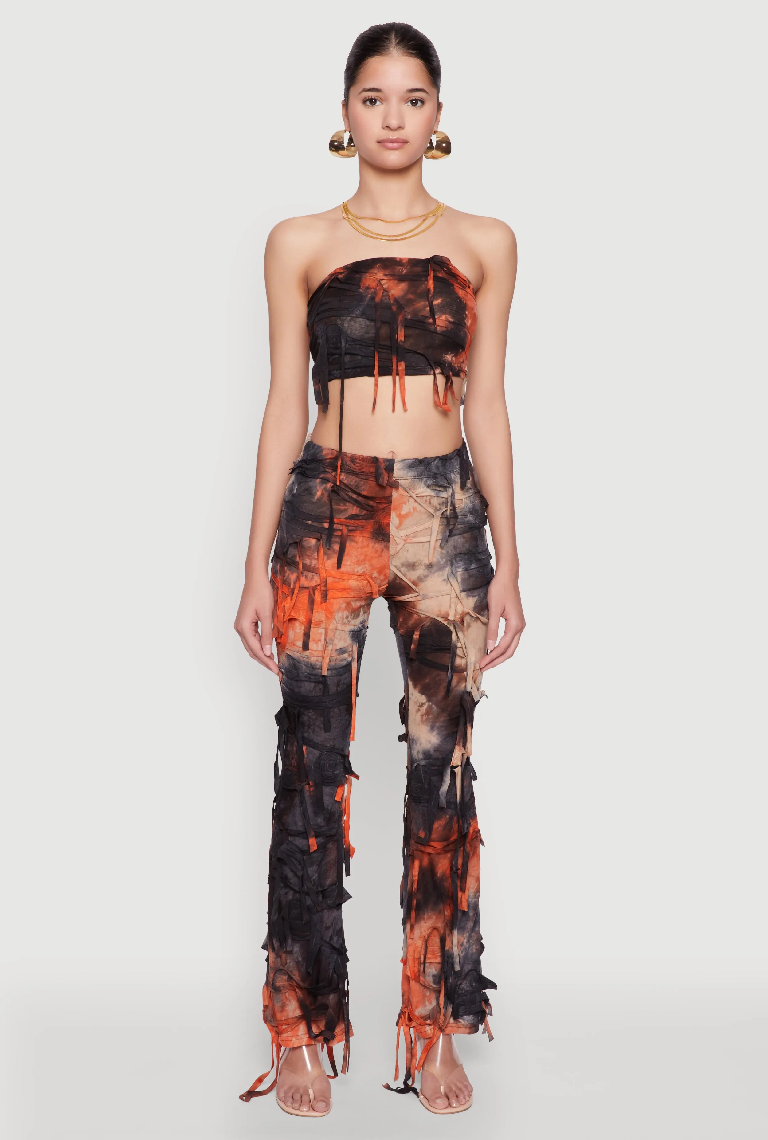 Tie Dye Distressed Flare Pants sold by Rainbow product image thumbnail 2