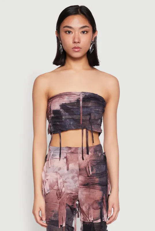 Tie Dye Distressed Bandeau Top sold by Rainbow