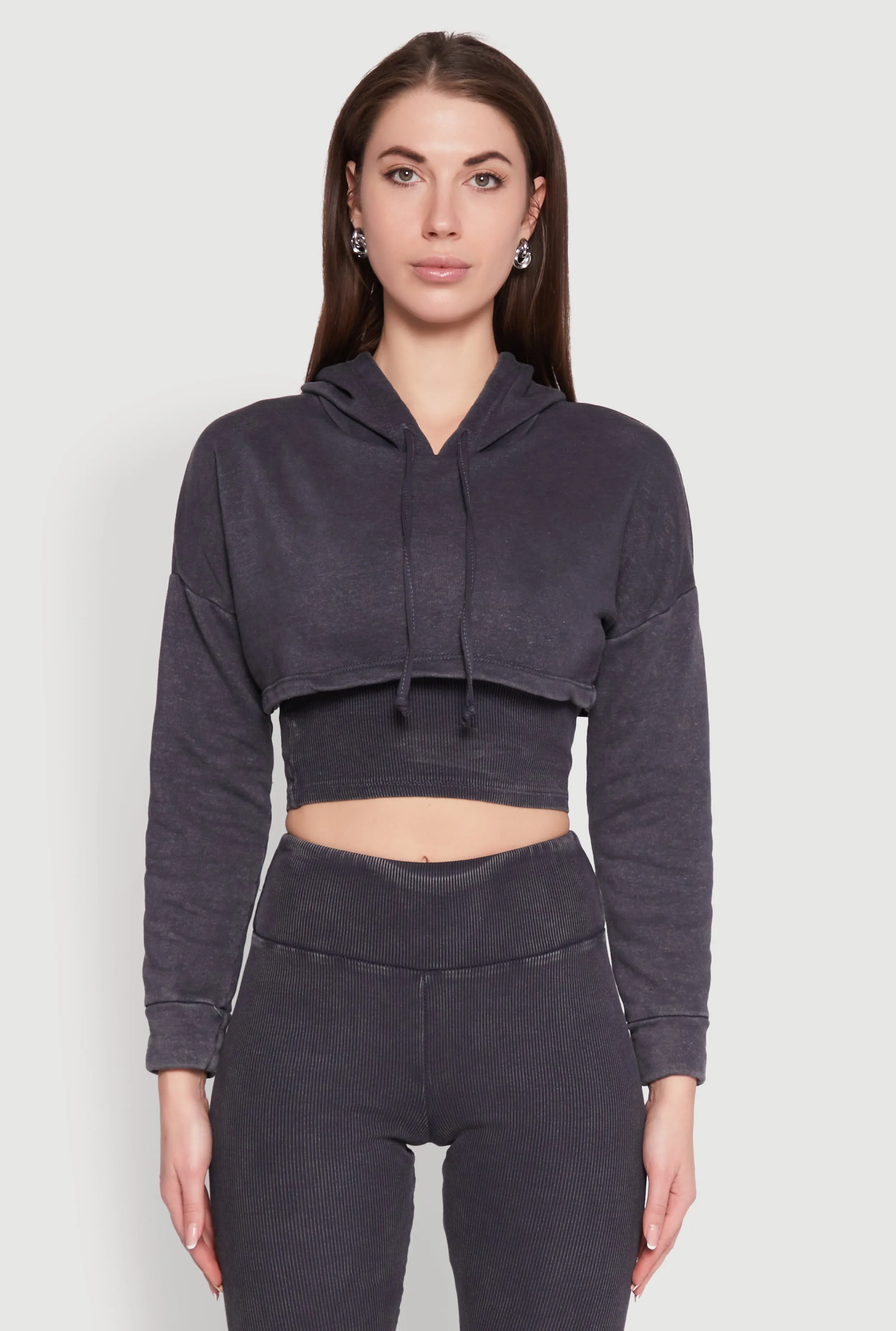 Mineral Wash Hooded Crop Top sold by Rainbow